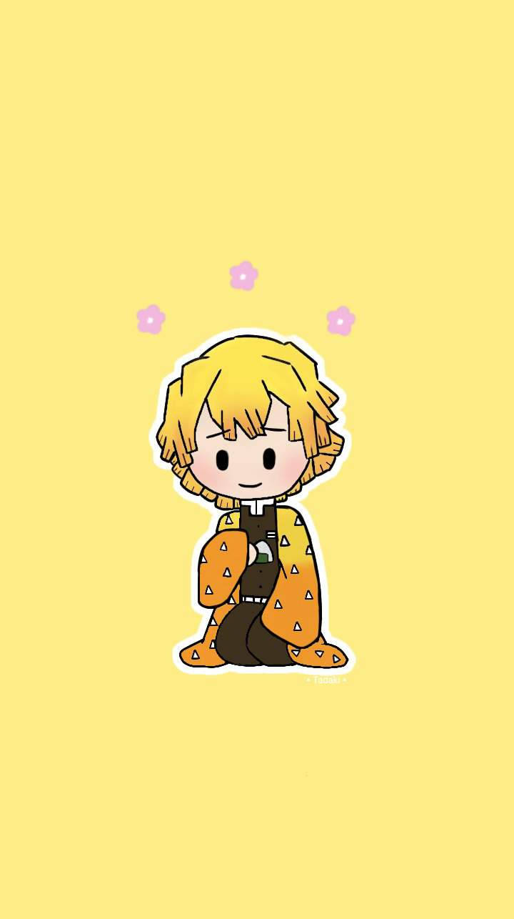 Zenitsu, chibi, blushing, HD Phone Wallpaper