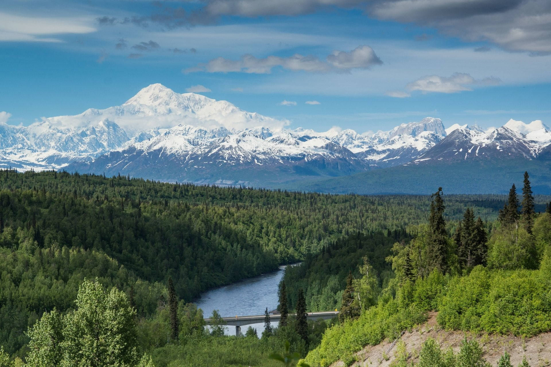 Denali, mountains, horizon, Full HD Desktop Wallpaper