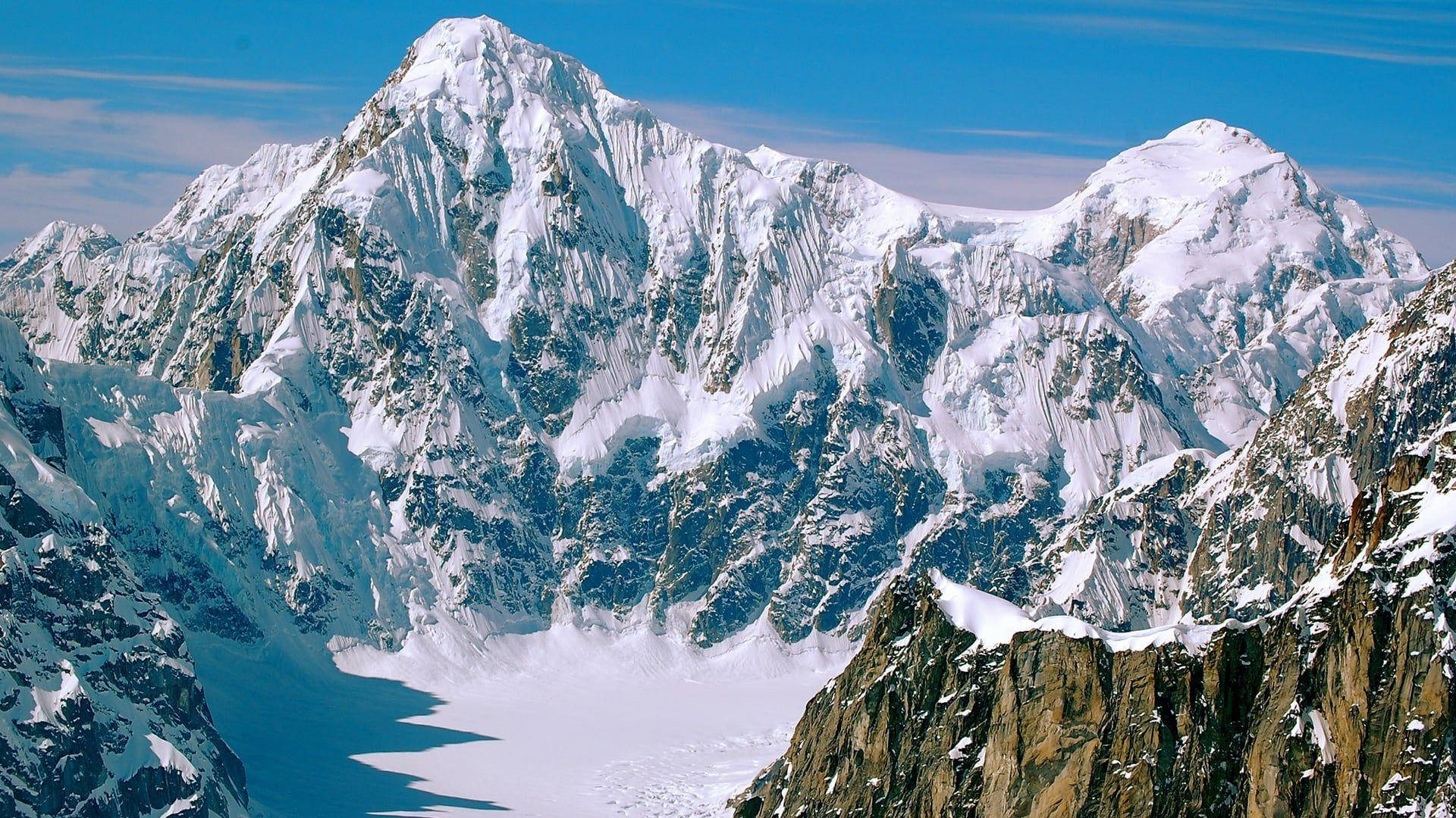 Denali, snow-capped mountain range, sharp peaks, Full HD Desktop Wallpaper