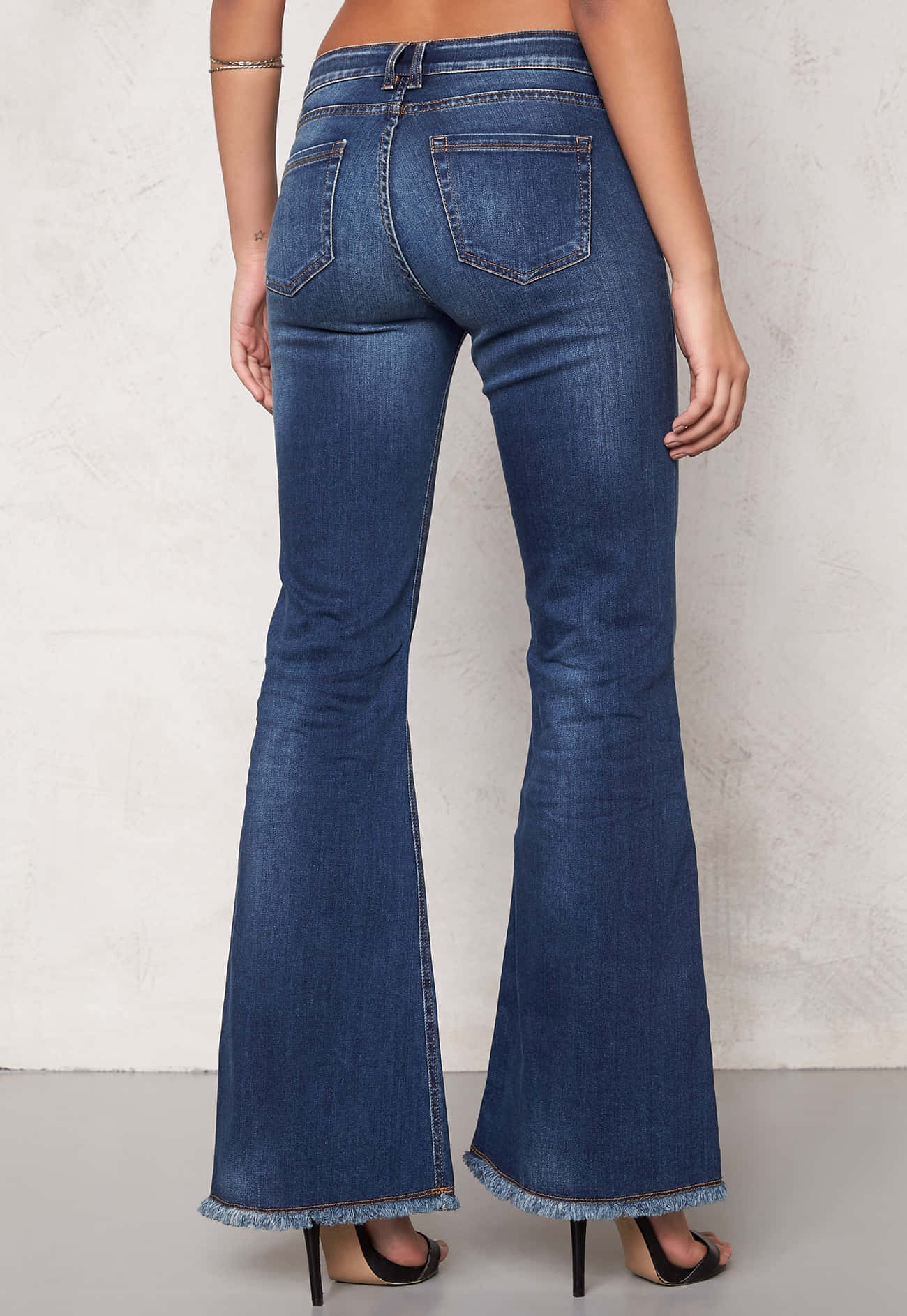 denim blue, vintage blue flared jeans, frayed hems, HD Phone Wallpaper
