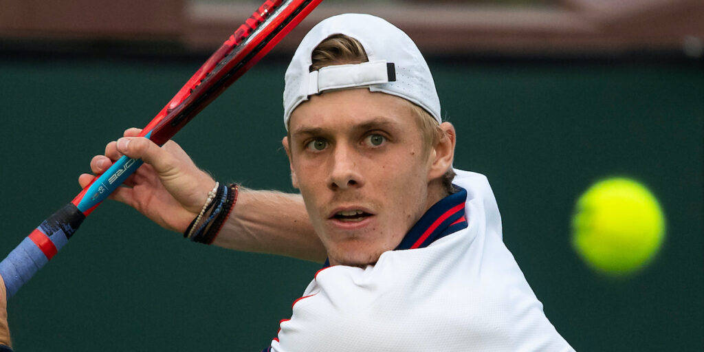 Denis Shapovalov, red racket, yellow tennis ball, SD Desktop Wallpaper