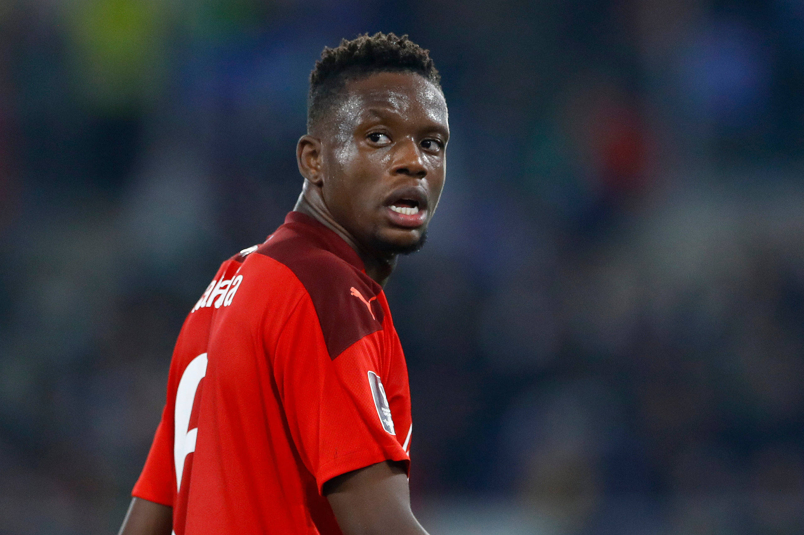 Denis Zakaria, red jersey, nighttime match, 2K Desktop Wallpaper