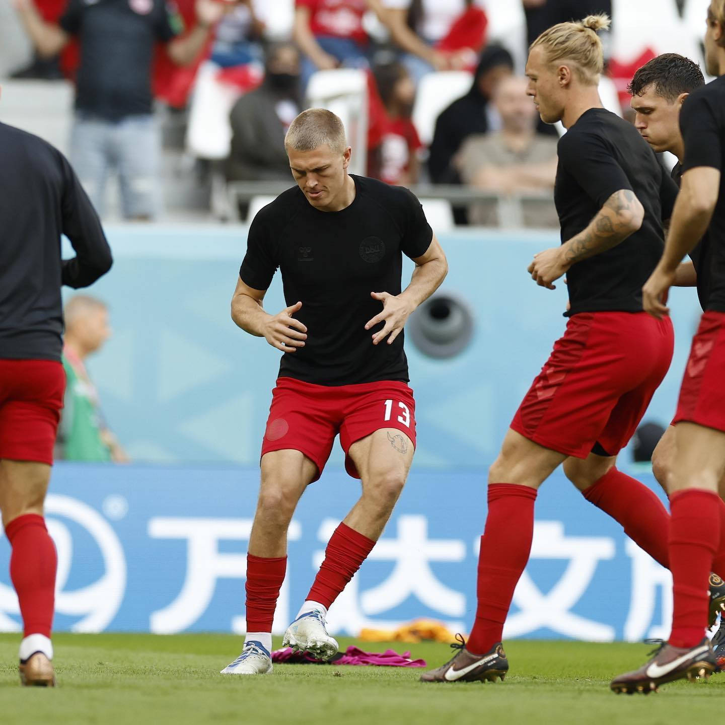 Denmark National Football Team, red shorts, black jersey, HD Desktop Wallpaper