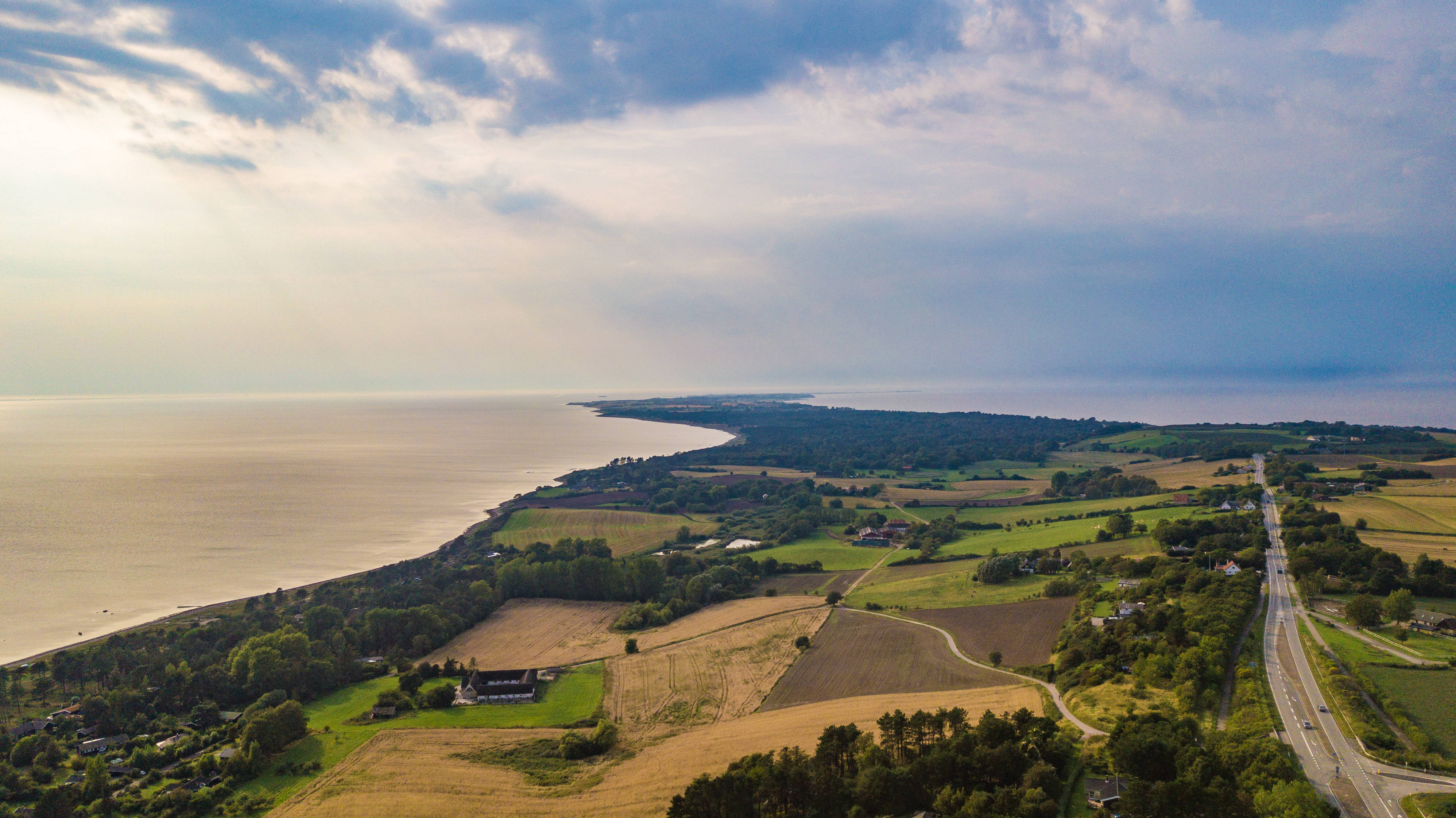 Denmark, coastal landscape, green fields, 4K Desktop Wallpaper