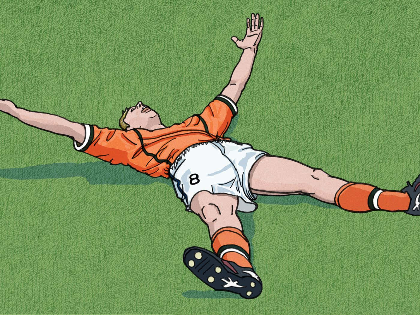 Dennis Bergkamp, orange jersey, green grass, HD Desktop Wallpaper