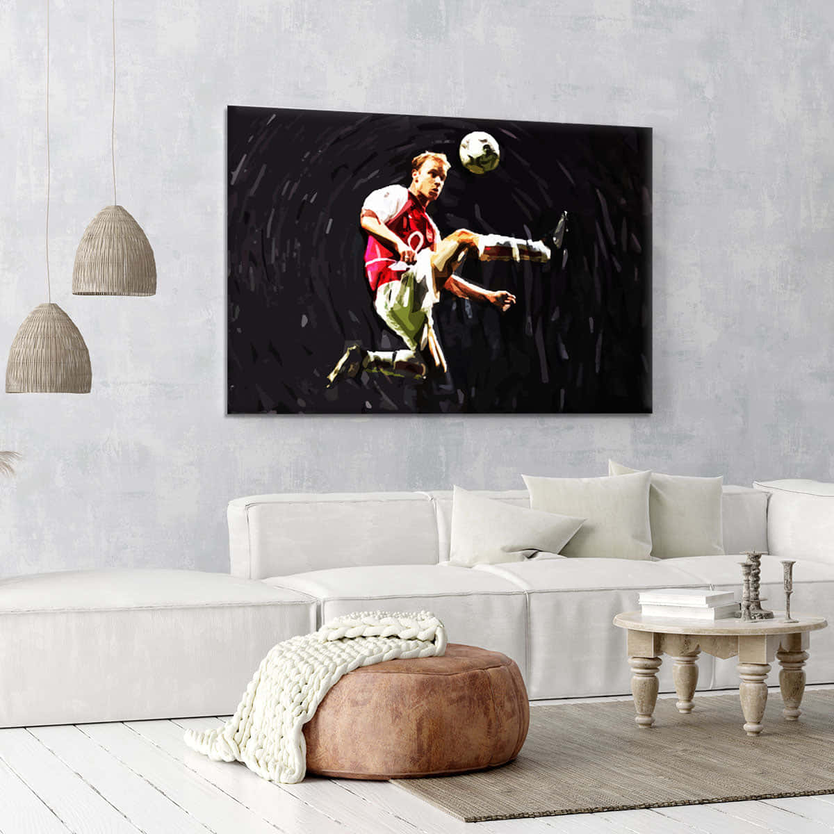Dennis Bergkamp, digital-art painting, soccer player mid-kick, SD Desktop Wallpaper