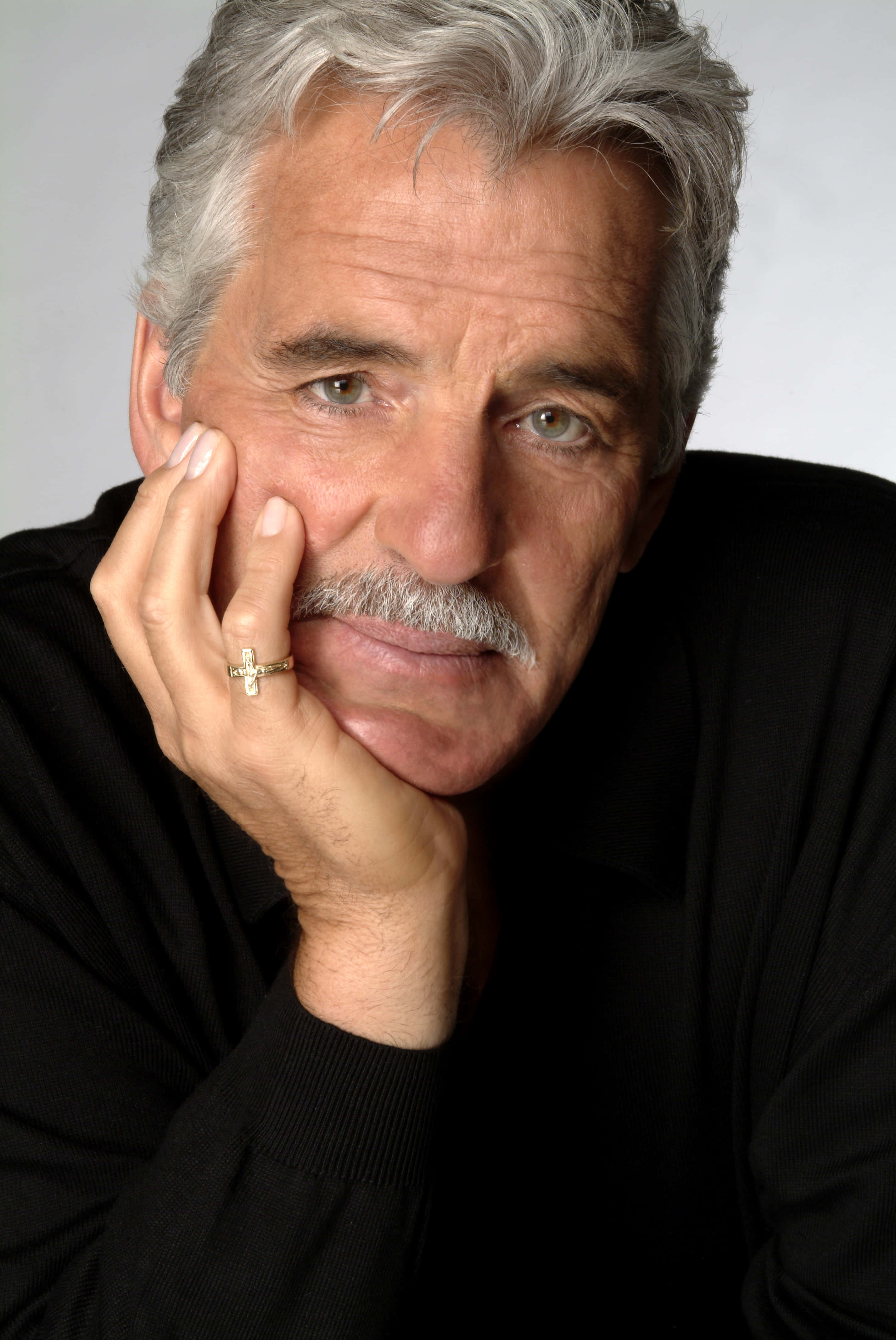 Dennis Farina, gray hair, mustache, 4K Phone Wallpaper