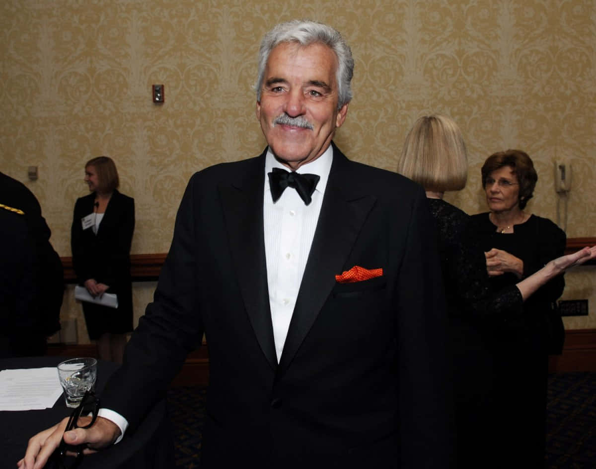 Dennis Farina, black tuxedo, red pocket square, SD Desktop Wallpaper