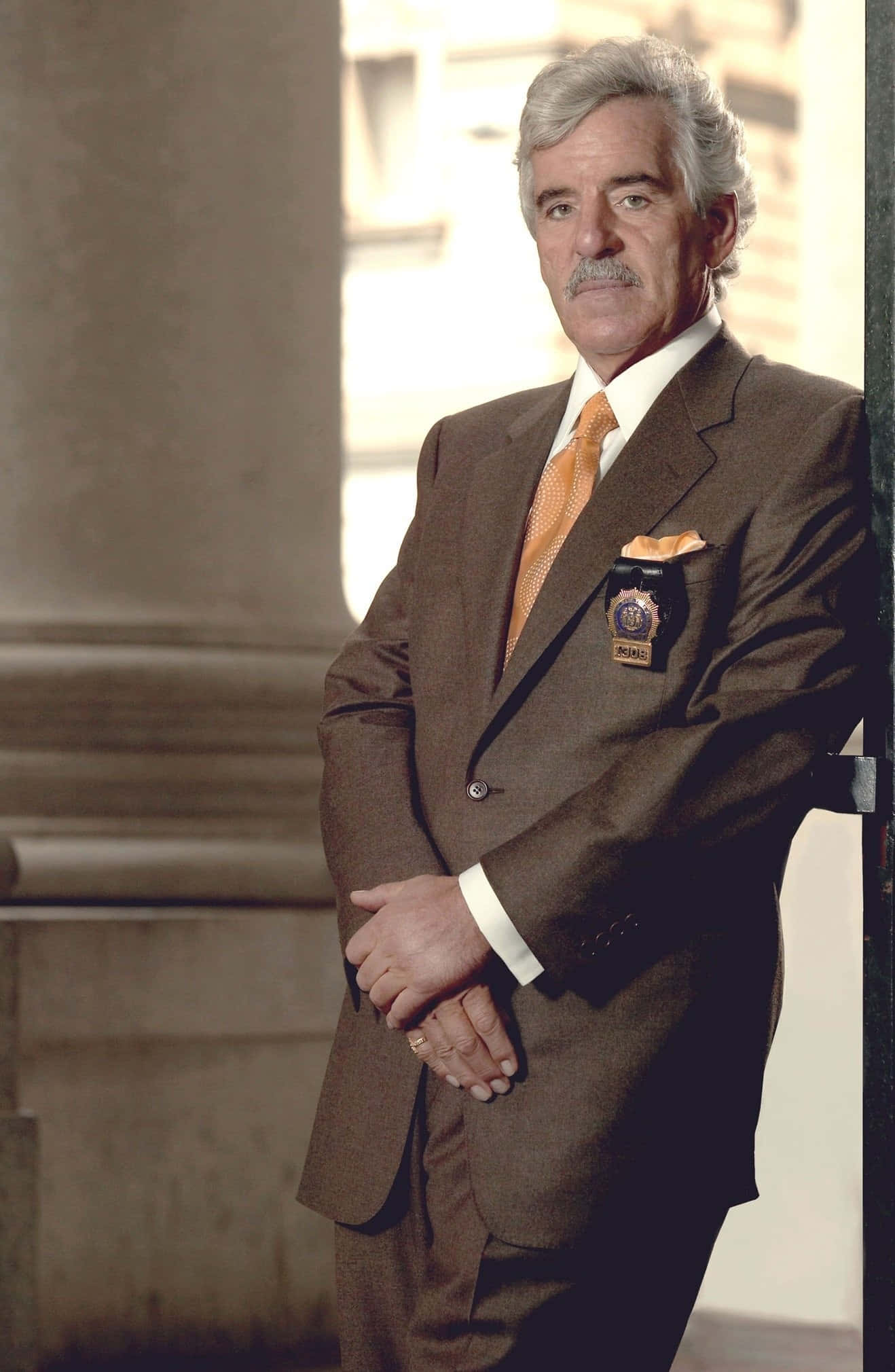 Dennis Farina, red carpet event, brown suit, Full HD Phone Wallpaper