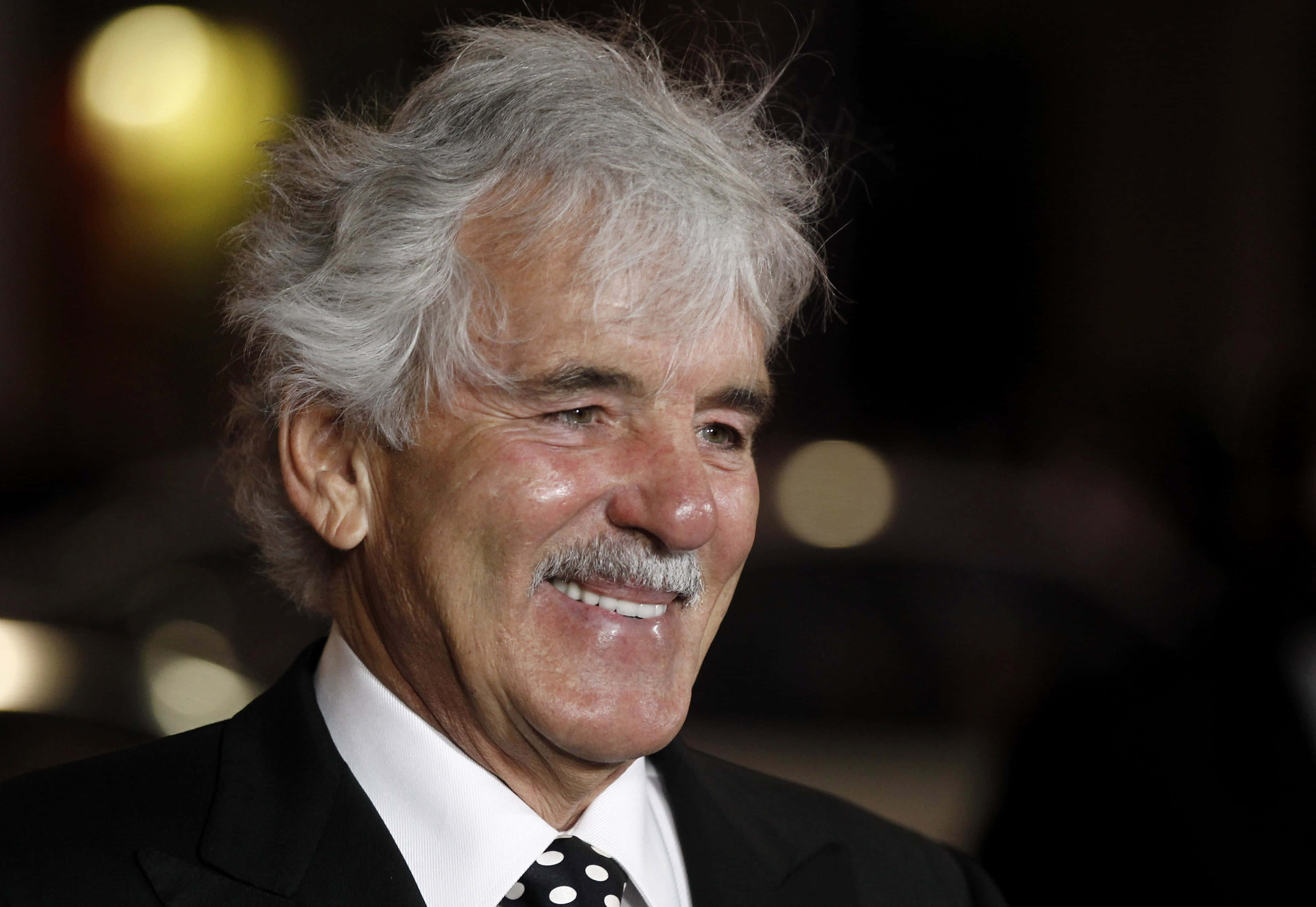 Dennis Farina, black suit, polka dot tie, 4K Desktop Wallpaper