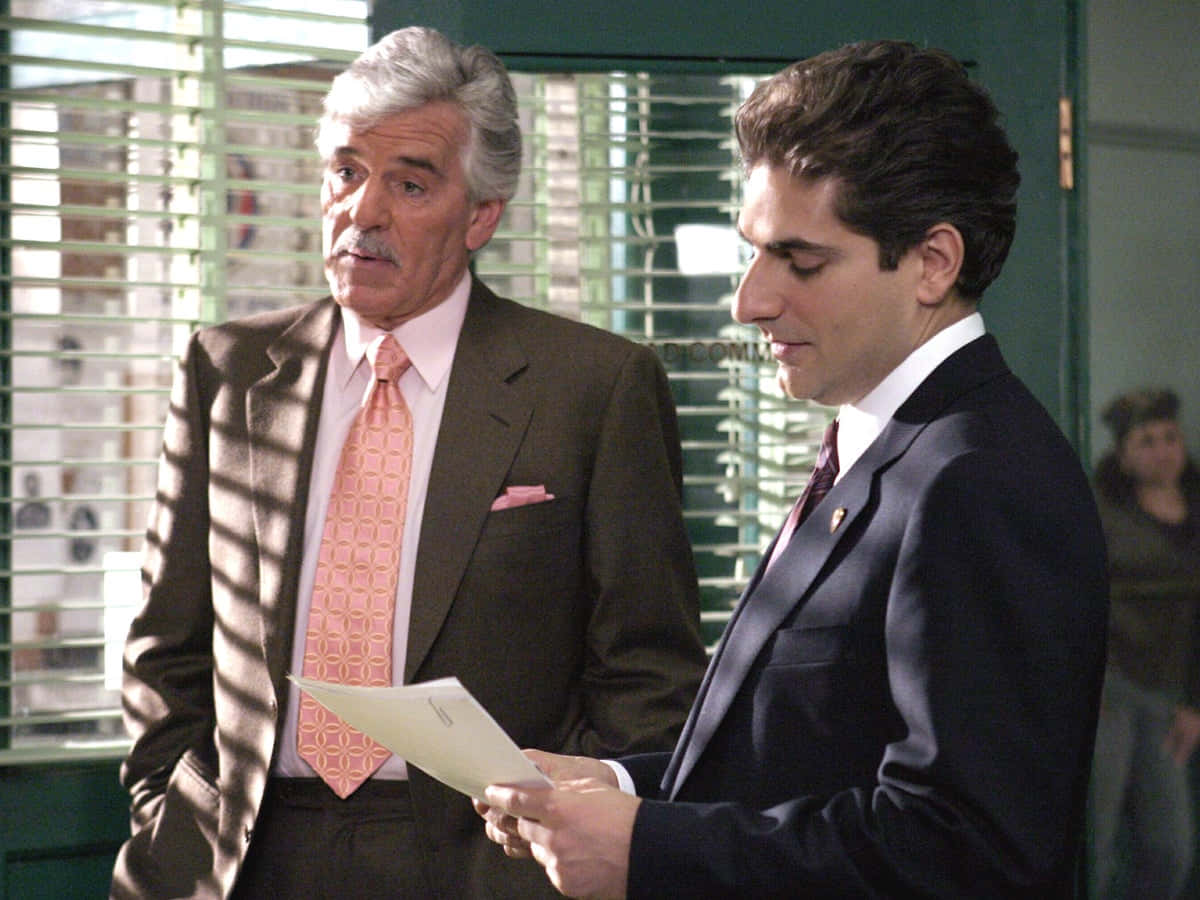 Dennis Farina, suit, office, SD Desktop Wallpaper