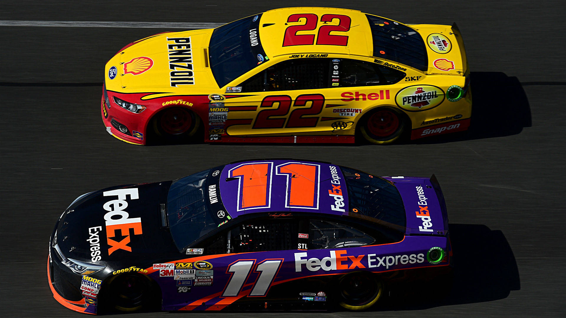 Denny Hamlin, race car 22, number 22, Full HD Desktop Wallpaper
