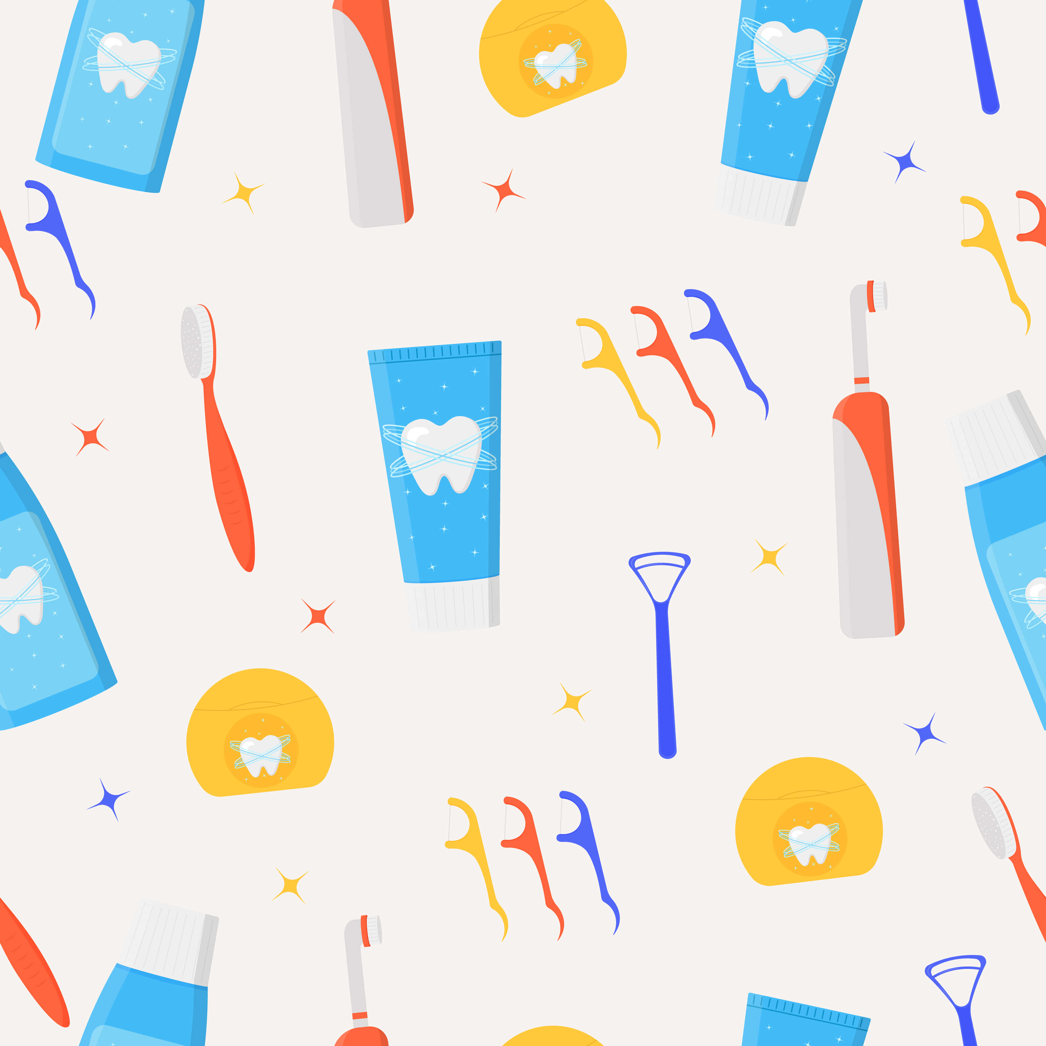 dental care pattern, toothbrushes, toothpaste, 2K Desktop Wallpaper