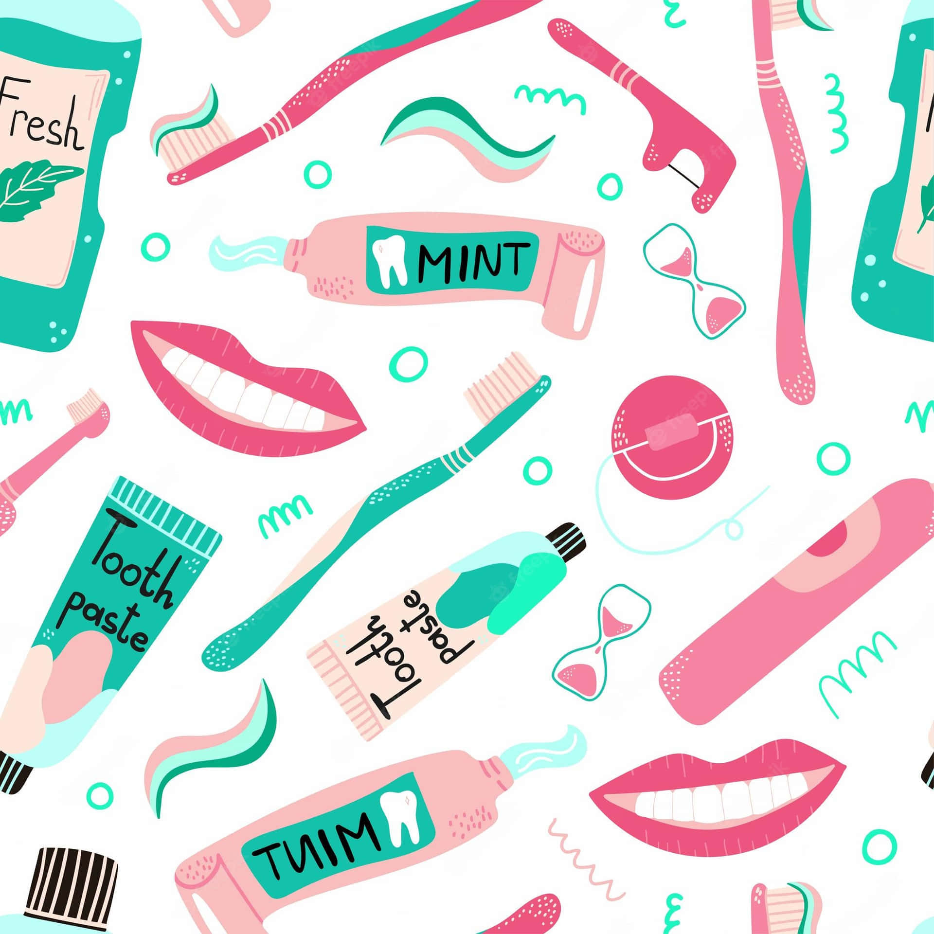 pink, teal, toothbrushes, Full HD Desktop Wallpaper