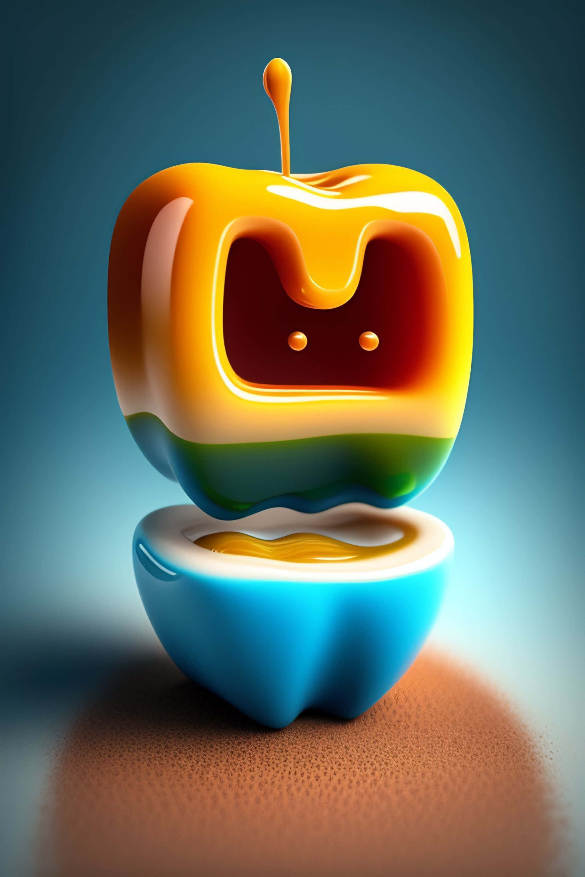 caramel apple, glossy apple, melted face, 2K Phone Wallpaper