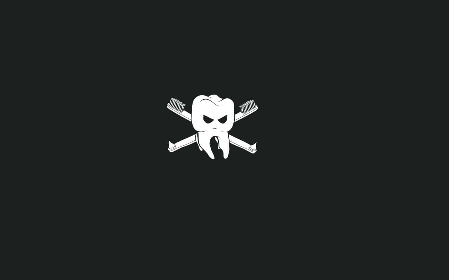 Dental Hygiene Jolly Roger, stark white cartoon tooth, angry eyes, HD Desktop Wallpaper