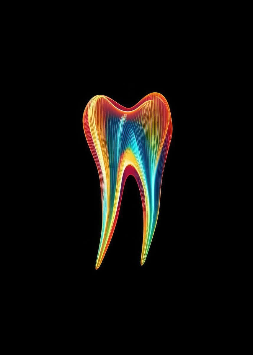 colorful abstract tooth art, rainbow-colored tooth, flowing light streaks, SD Phone Wallpaper