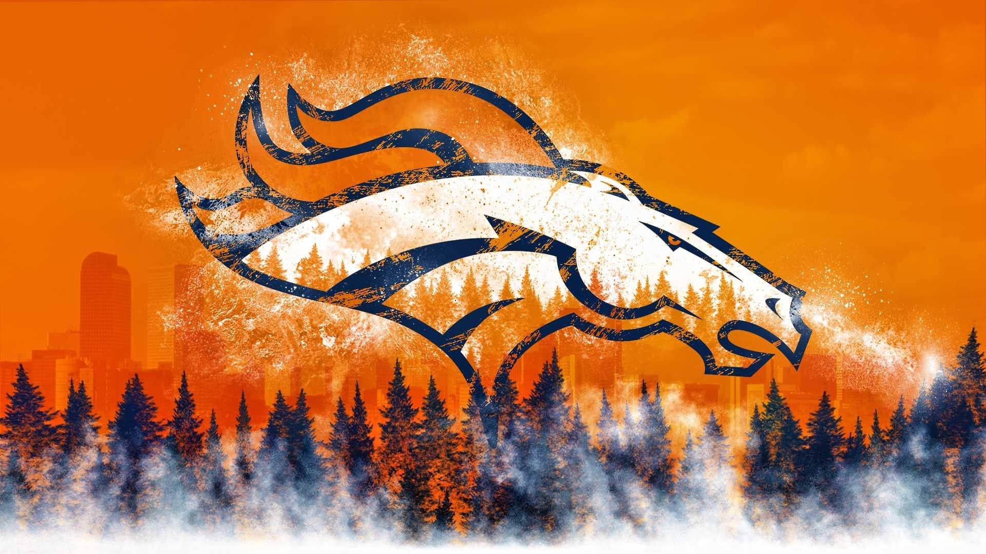 Denver Broncos, horse head logo, orange sky, Full HD Desktop Wallpaper