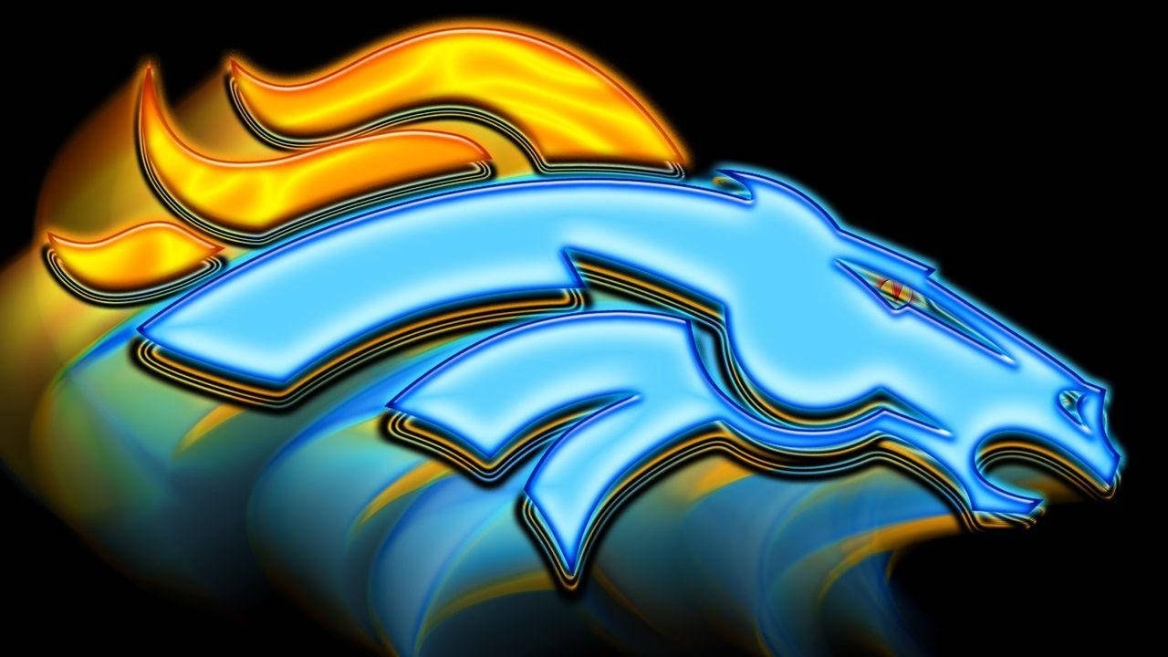 Denver Broncos, 3D Neon Blue, glowing blue horse head logo, HD Desktop Wallpaper