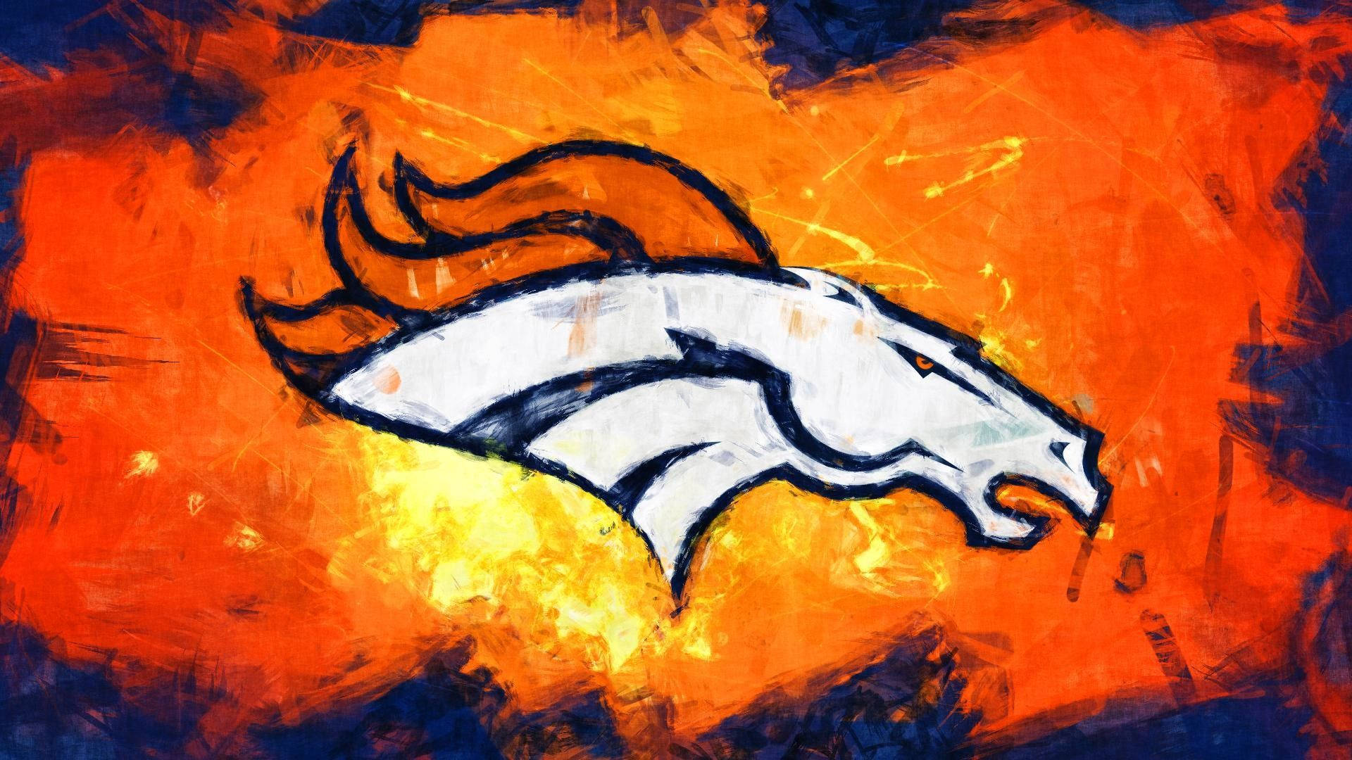 Denver Broncos, Crayola Art, white horse head logo, Full HD Desktop Wallpaper