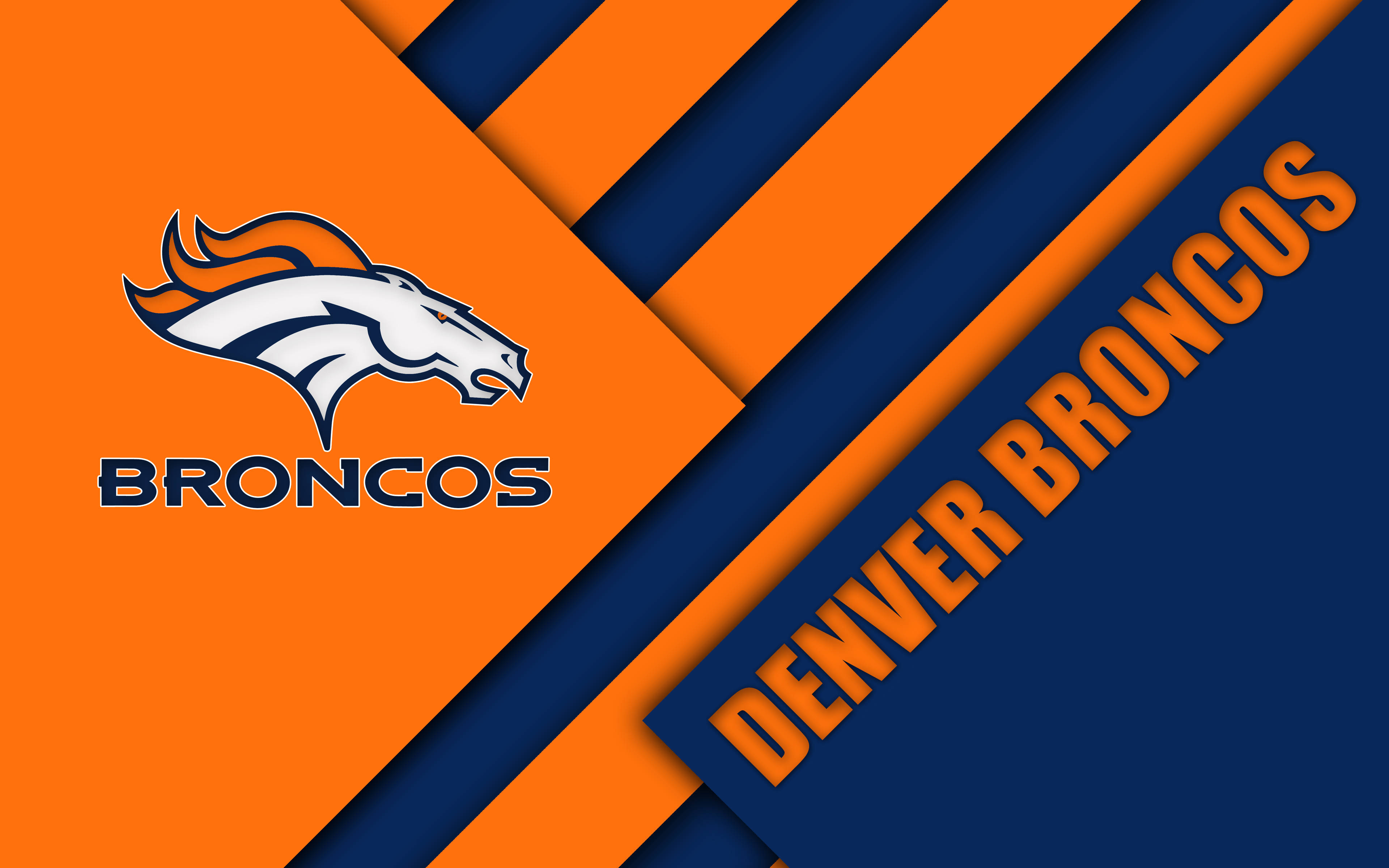 Denver Broncos, horse head, orange, 4K Desktop Wallpaper