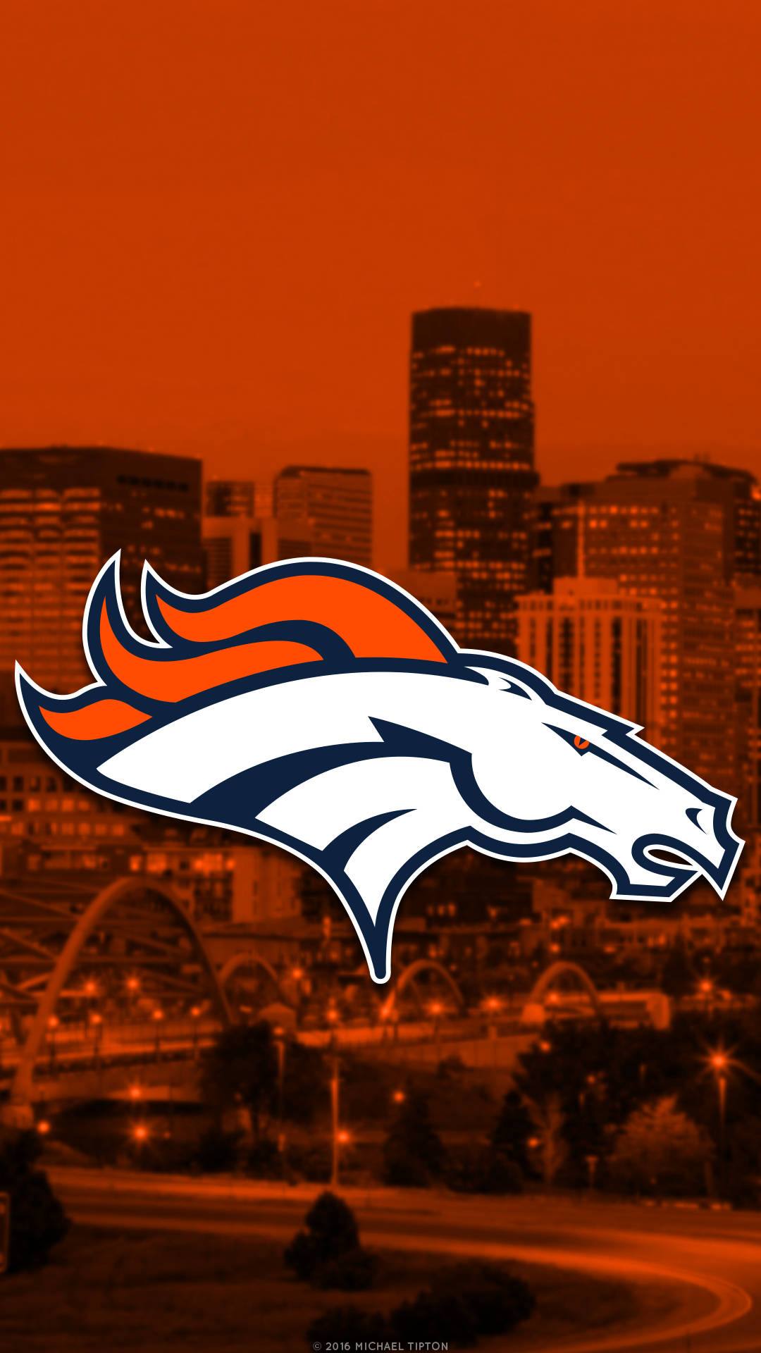 Denver Broncos, fiery orange cityscape, dusk, Full HD Phone Wallpaper