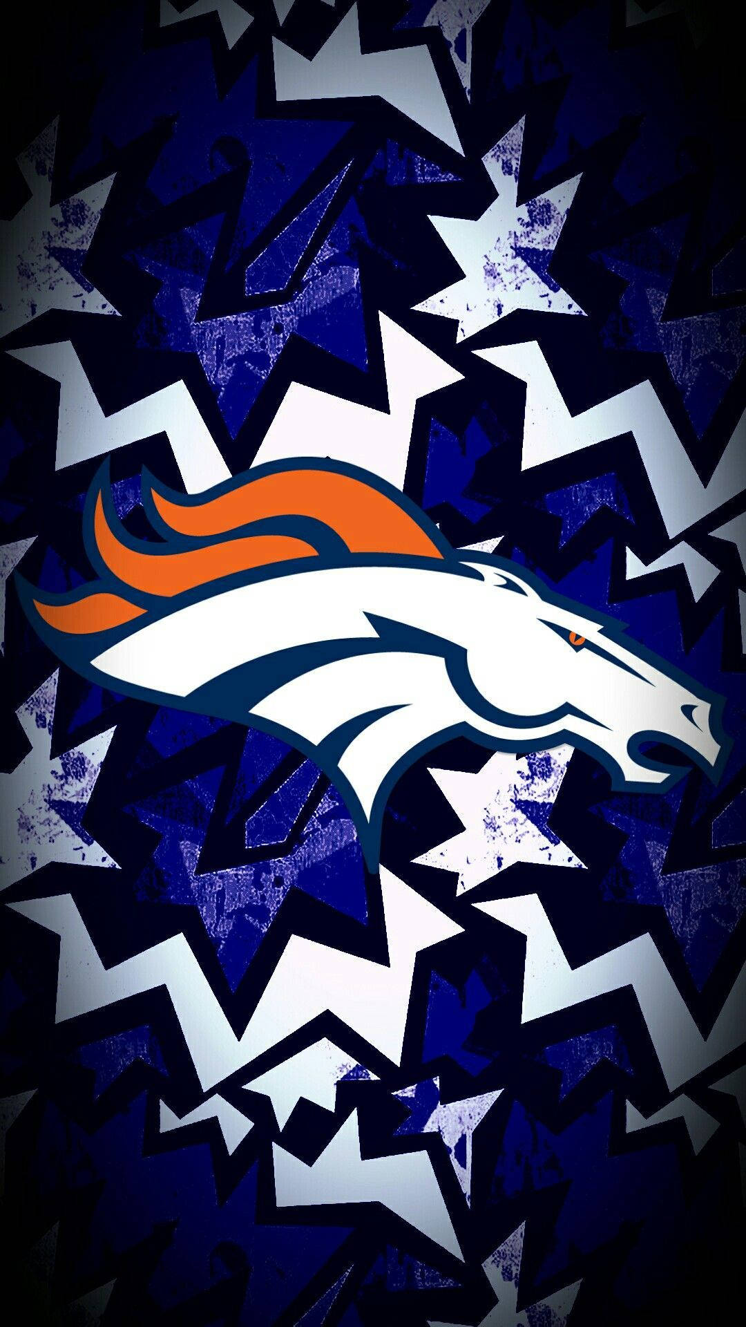Denver Broncos, blue white doodle, horse head logo, Full HD Phone Wallpaper