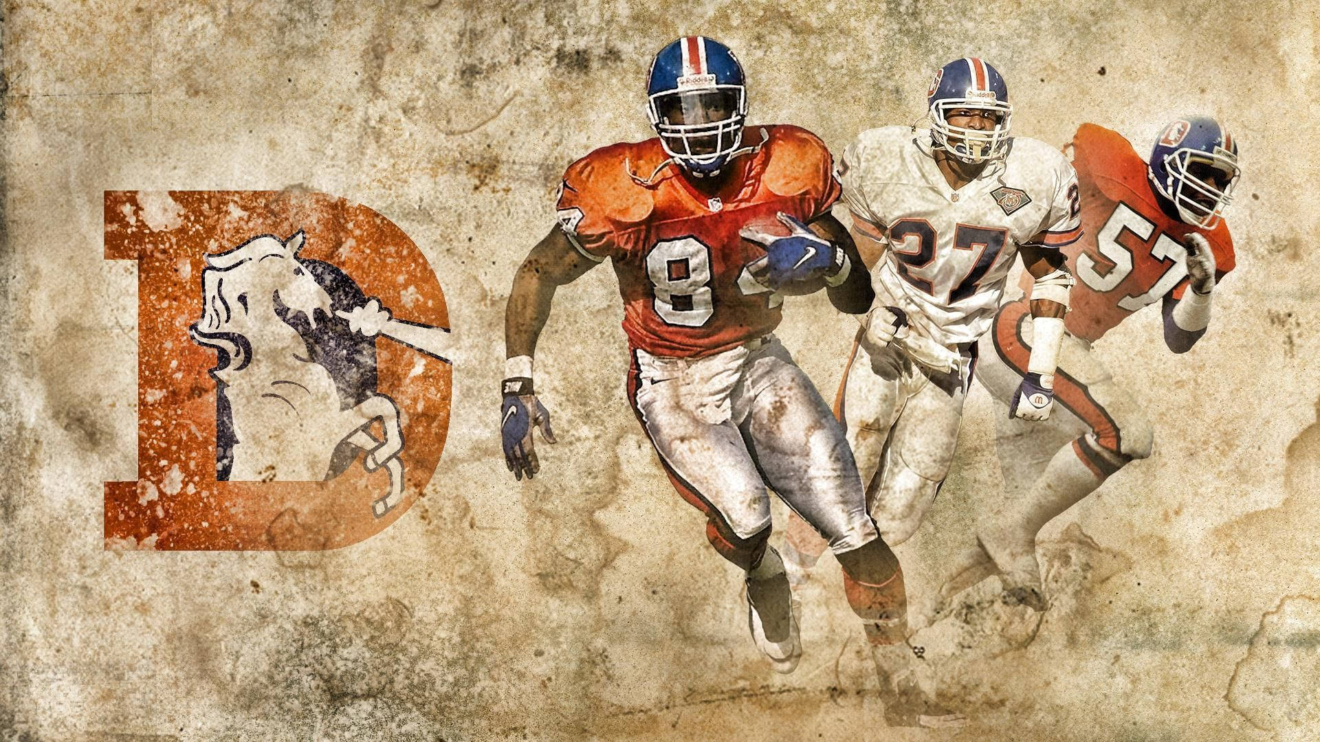 Denver Broncos, vintage uniforms, team logo, Full HD Desktop Wallpaper