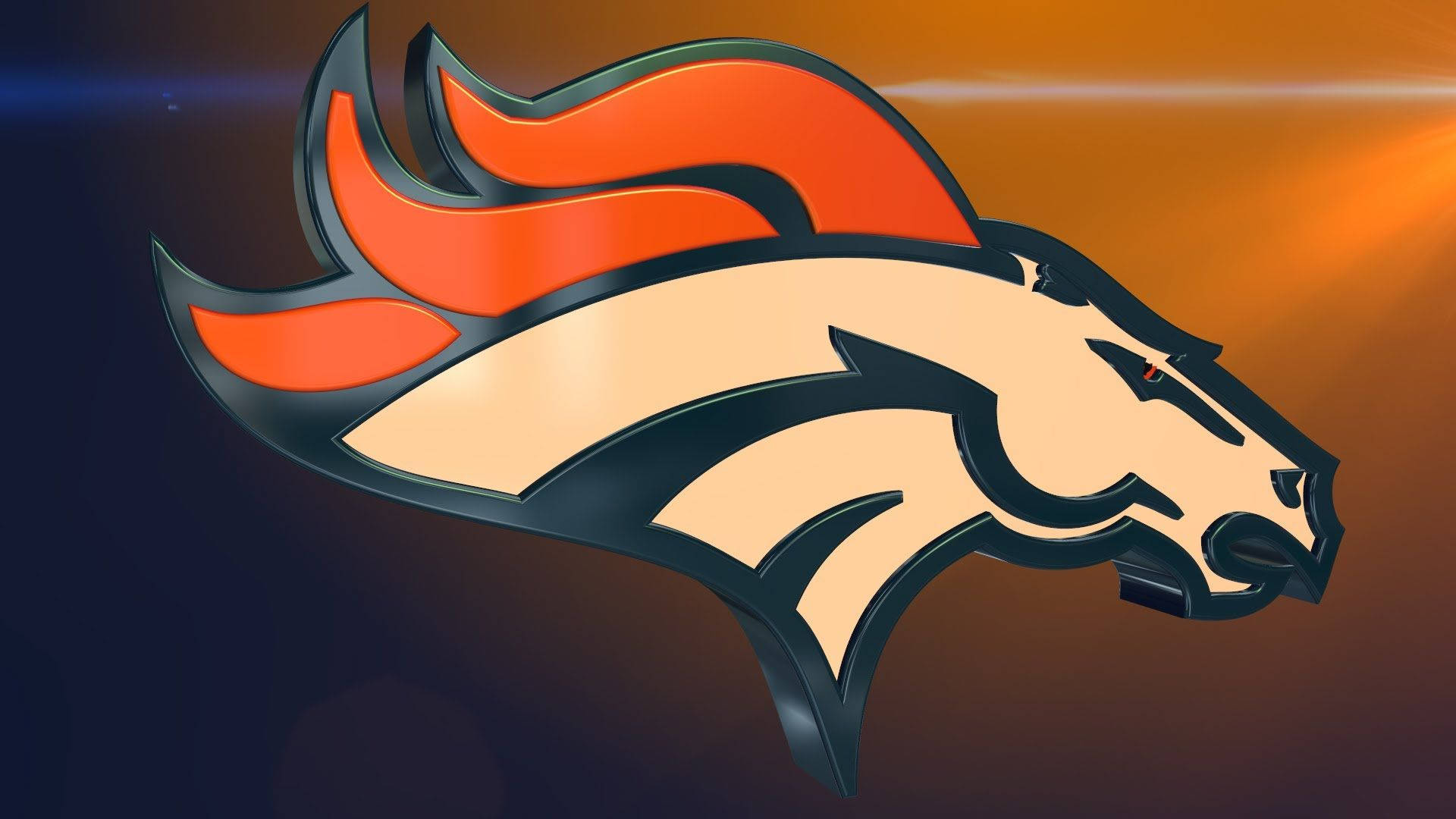 Denver Broncos, bronco head logo, orange mane, Full HD Desktop Wallpaper