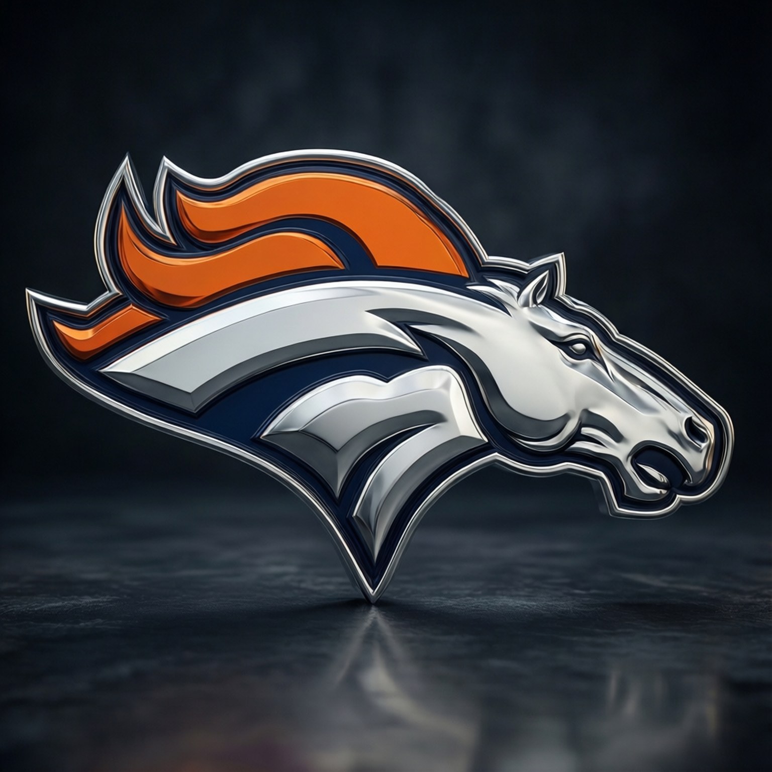 Denver Broncos, horse head logo, orange mane, HD Desktop Wallpaper