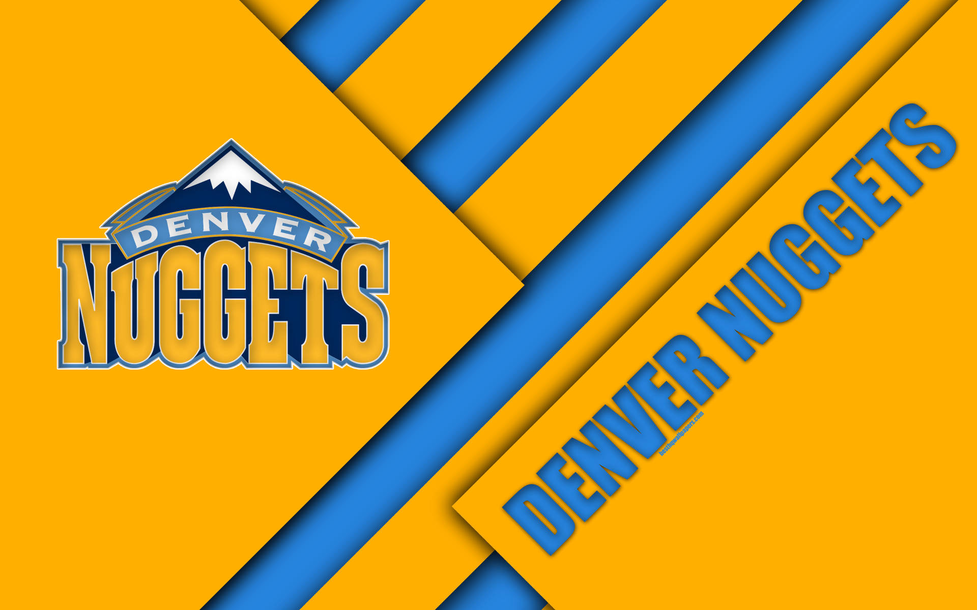Denver Nuggets, blue and gold, diagonal stripes, Full HD Desktop Wallpaper
