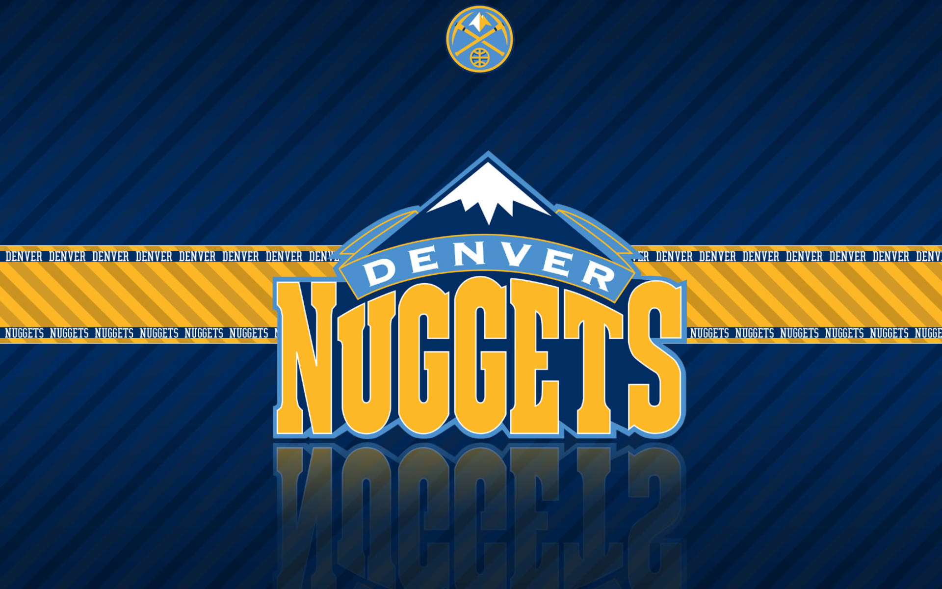 Denver Nuggets, mountain peak, blue diagonal striped background, Full HD Desktop Wallpaper
