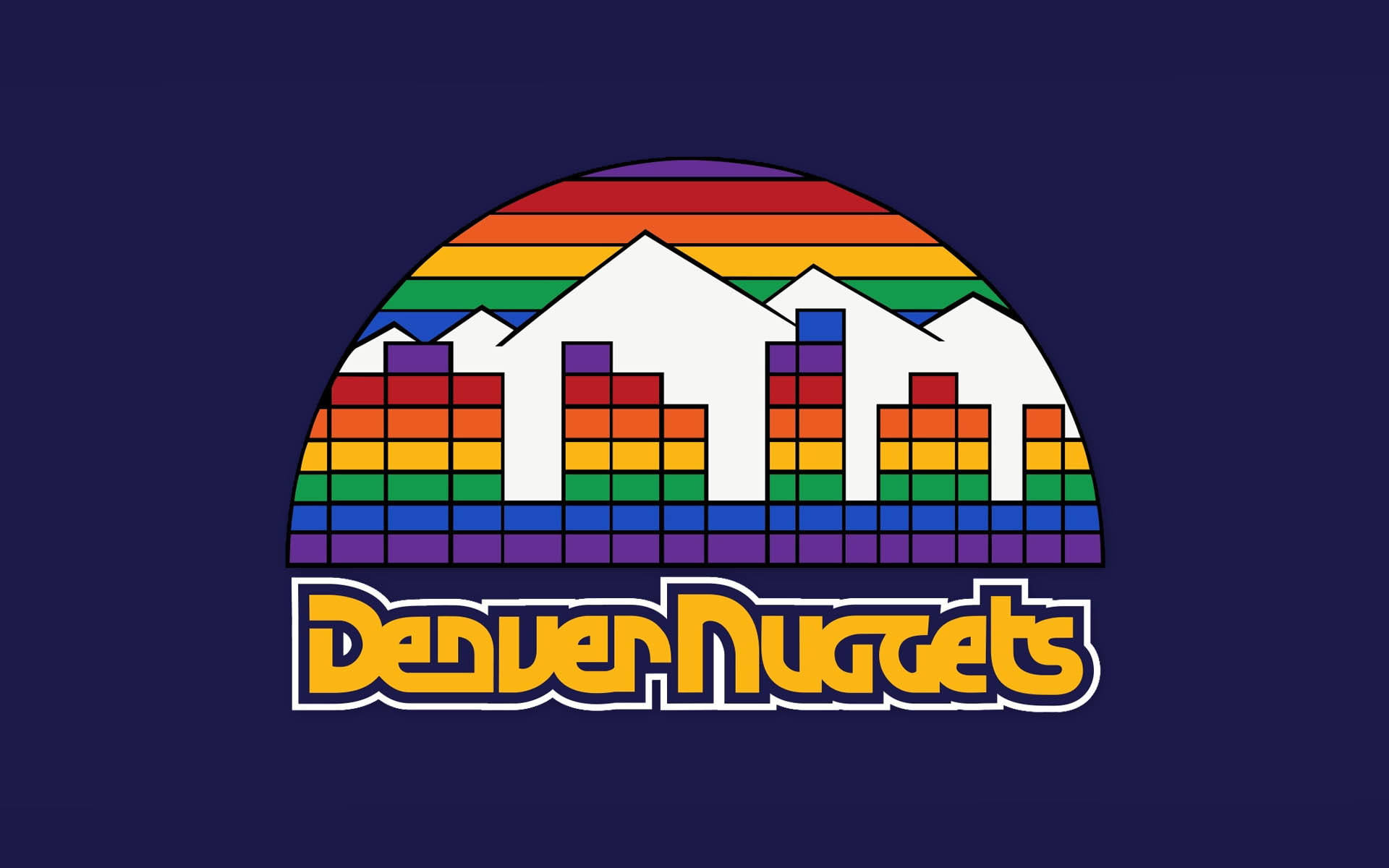 Denver Nuggets, vintage logo, rainbow mountain, Full HD Desktop Wallpaper