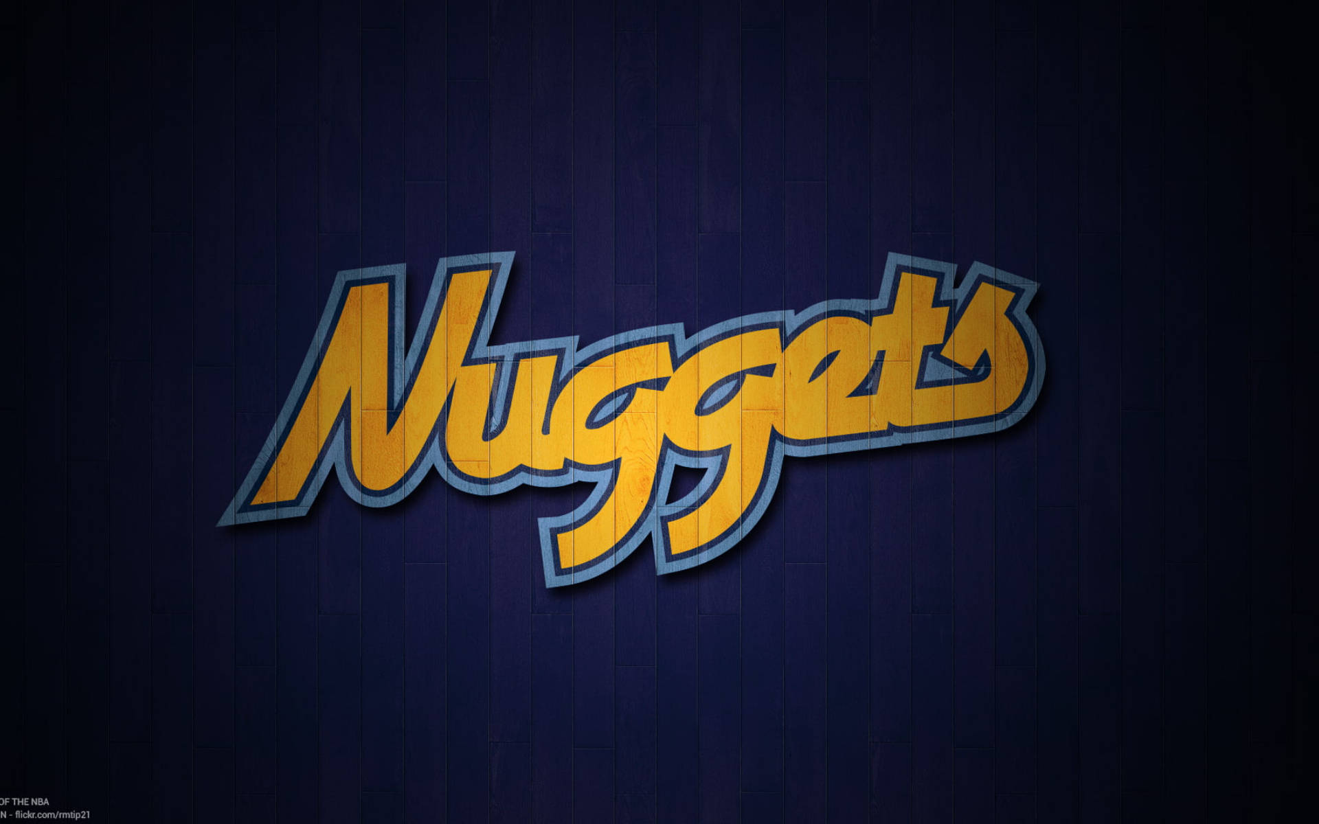 Denver Nuggets, yellow Nuggets logo, blue outline, Full HD Desktop Wallpaper