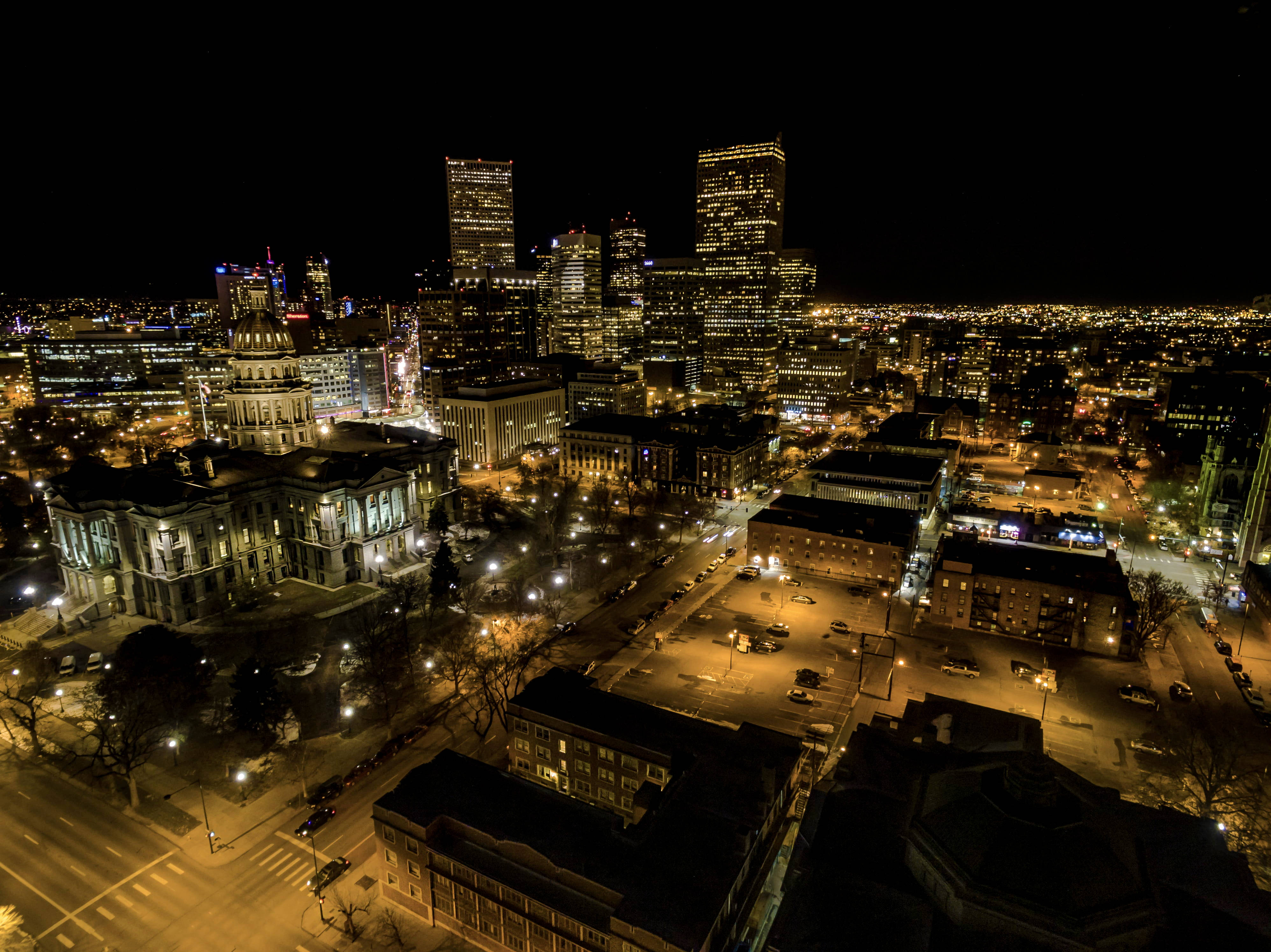 Denver, cityscape, illuminated skyscrapers, 4K Desktop Wallpaper