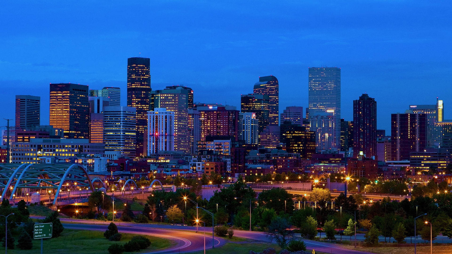 Denver, dusk, skyline, Full HD Desktop Wallpaper