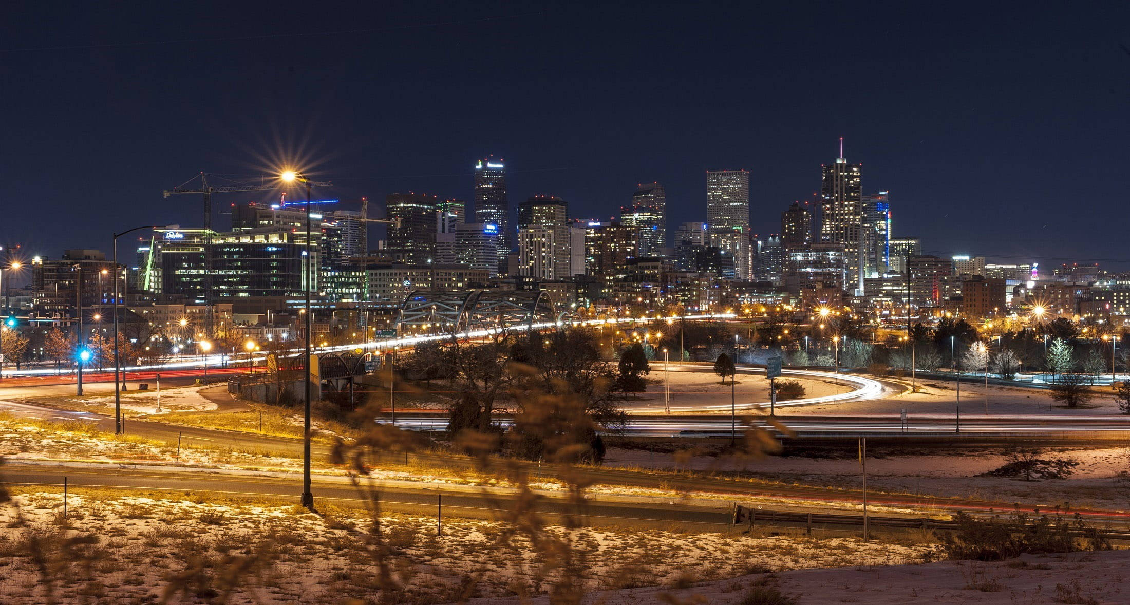 Denver, business area, night, Full HD Desktop Wallpaper