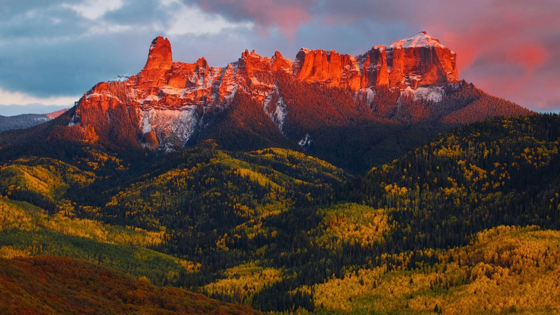 mountain peaks, Denver, snow-capped mountain range, Full HD Desktop Wallpaper