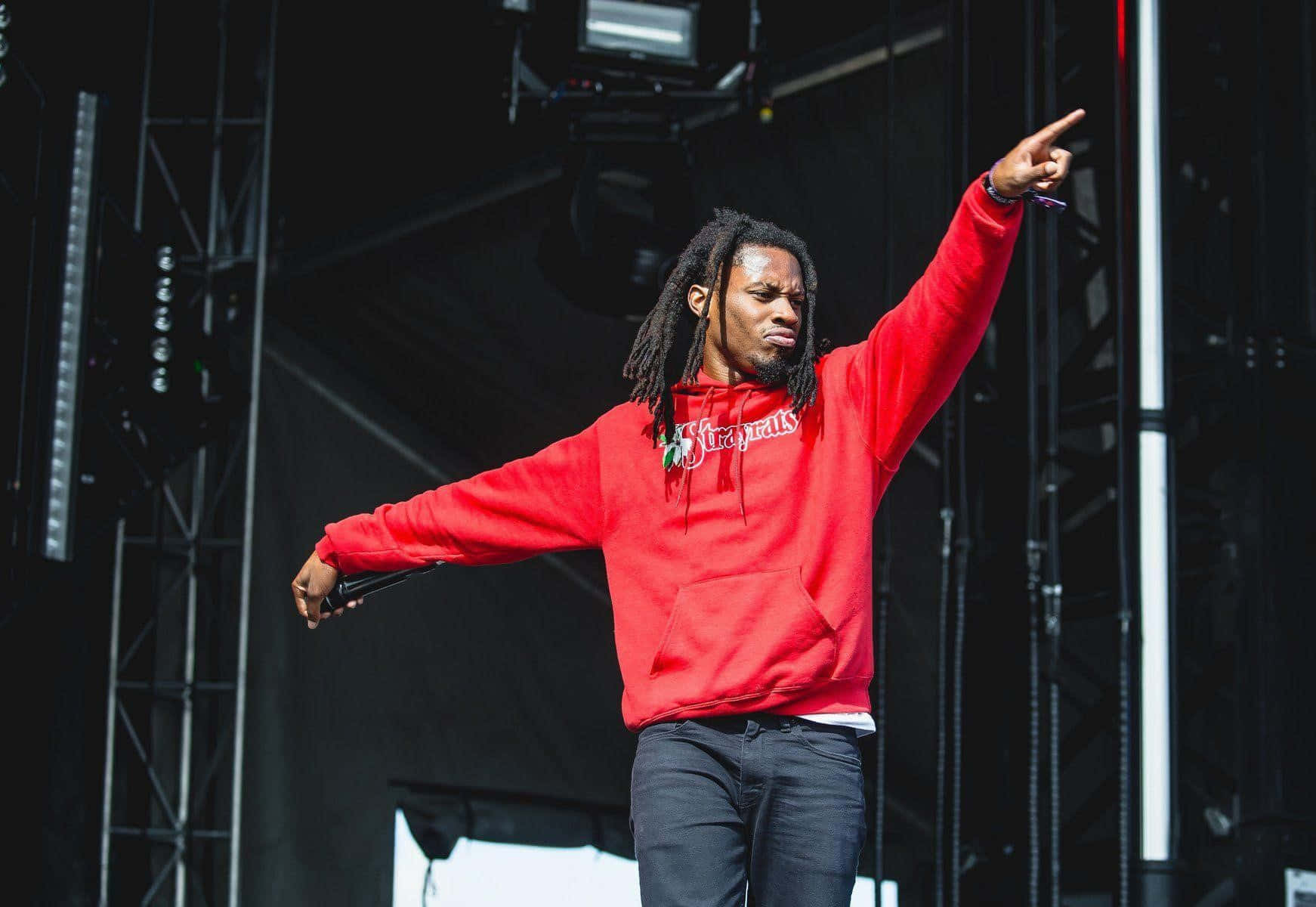 Denzel Curry, red hoodie, dark stage, HD Desktop Wallpaper