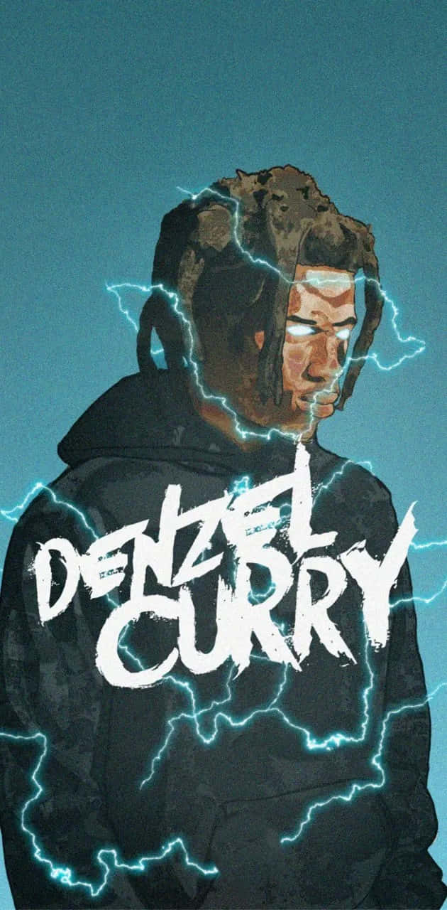 Denzel Curry, glowing blue lightning, dark hoodie, HD Phone Wallpaper