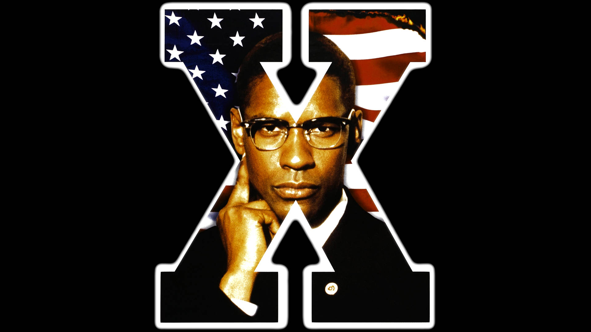 Denzel Washington, letter X, American flag patterns, Full HD Desktop Wallpaper