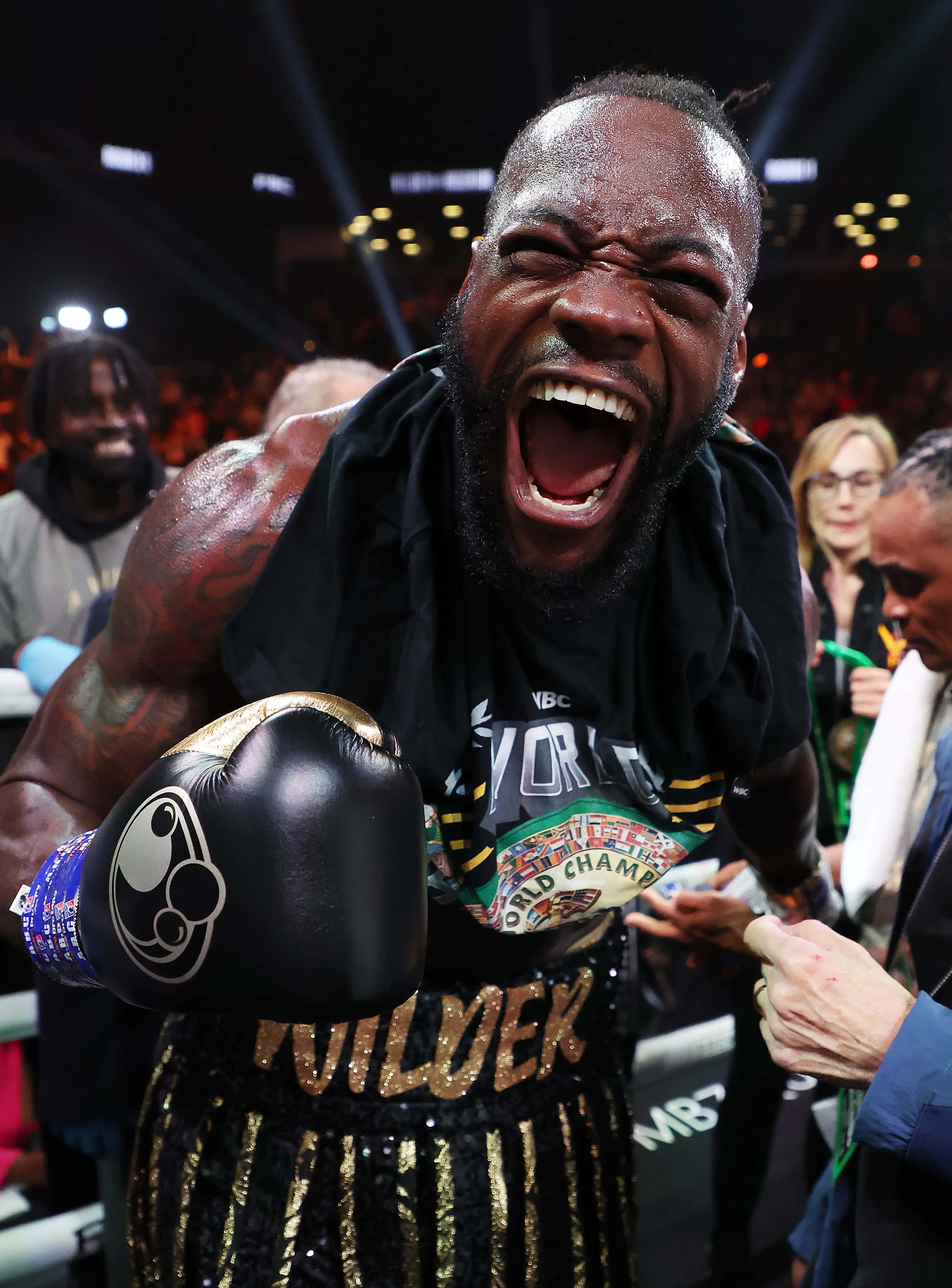 Deontay Wilder, championship belt, brightly lit ring, 4K Phone Wallpaper