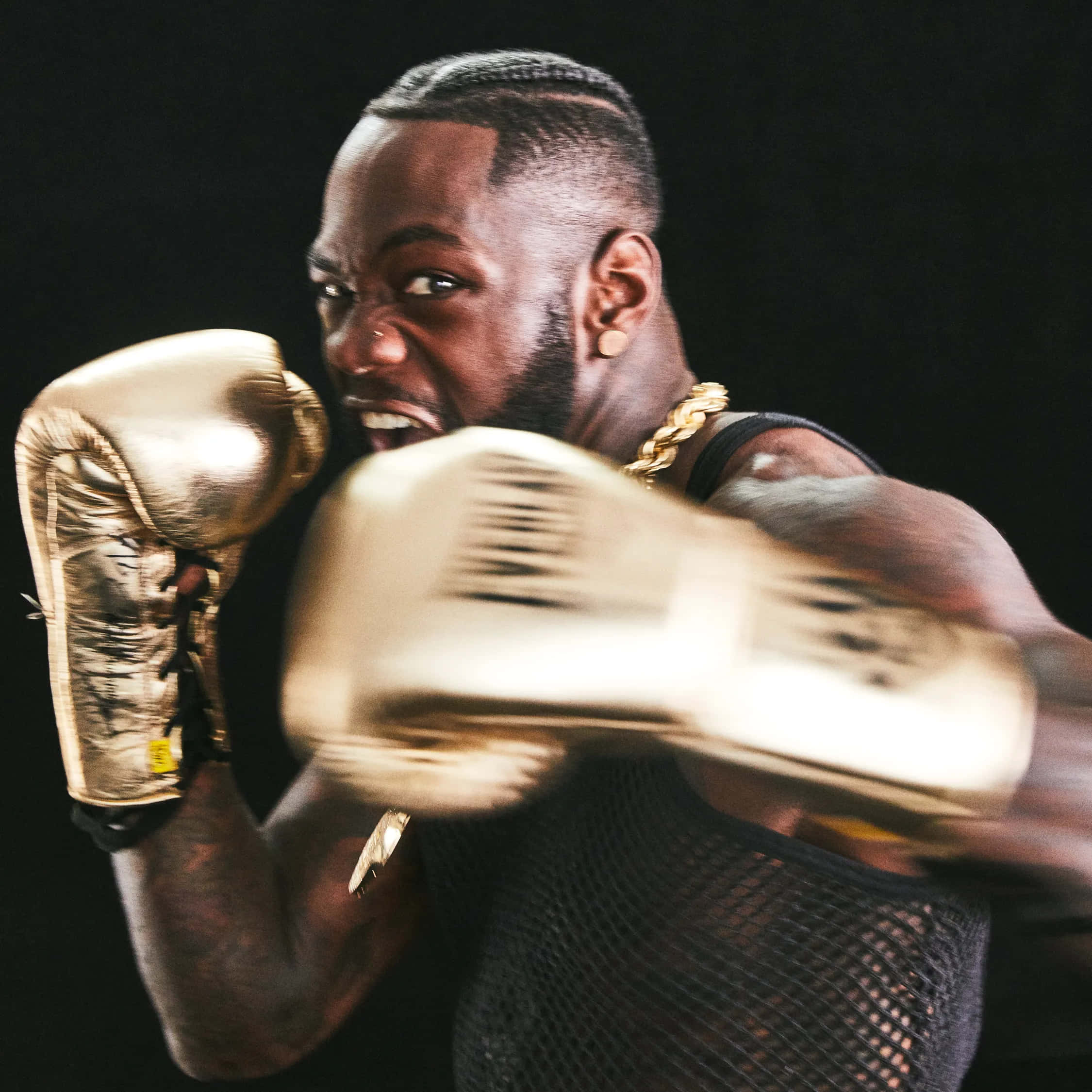 Deontay Wilder, gold boxing gloves, gold chain, Full HD Desktop Wallpaper