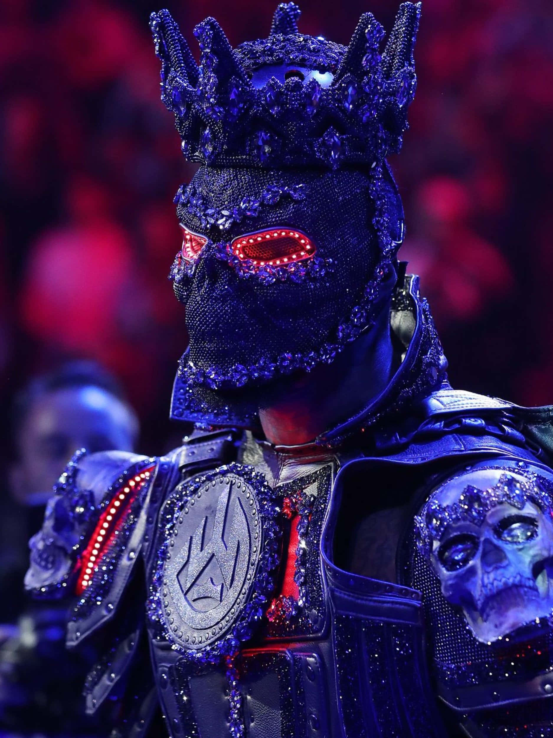 Deontay Wilder, glittering blue skull-themed costume, spiked crown, Full HD Phone Wallpaper