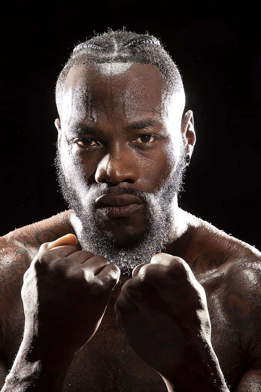 Deontay Wilder, boxing stance, muscular black boxer, SD Phone Wallpaper
