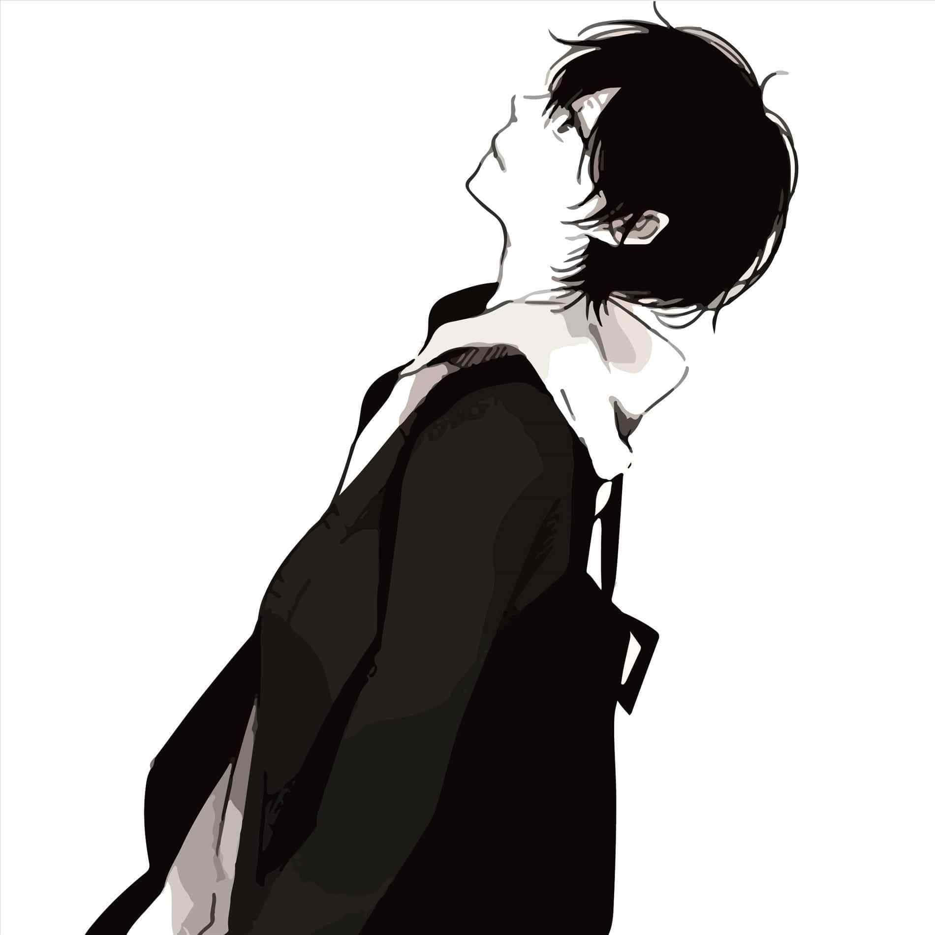 Depressed Anime Boy, monochrome, anime-style illustration, HD Desktop Wallpaper