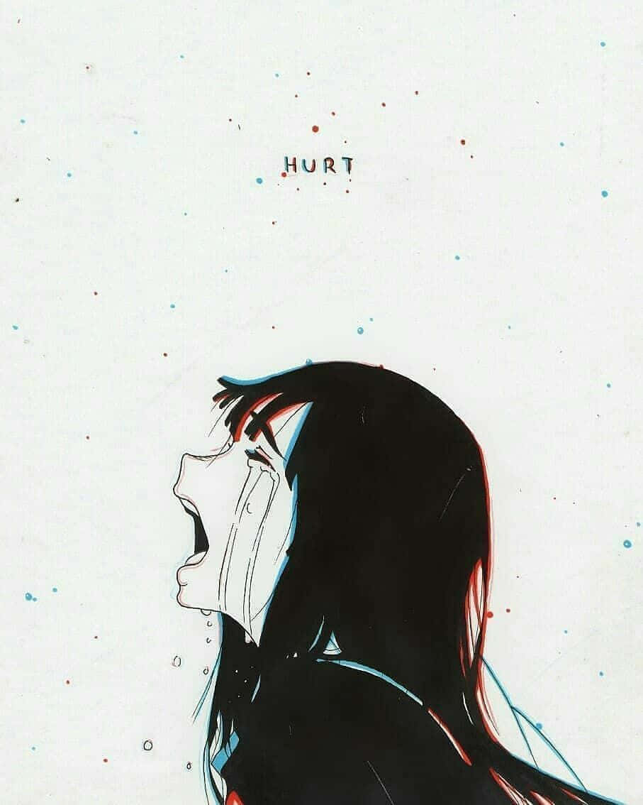 anime girl, screams in anguish, HURT, SD Phone Wallpaper
