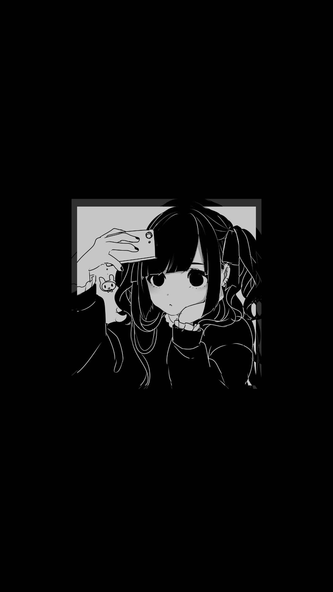anime girl, pigtails, phone, Full HD Phone Wallpaper