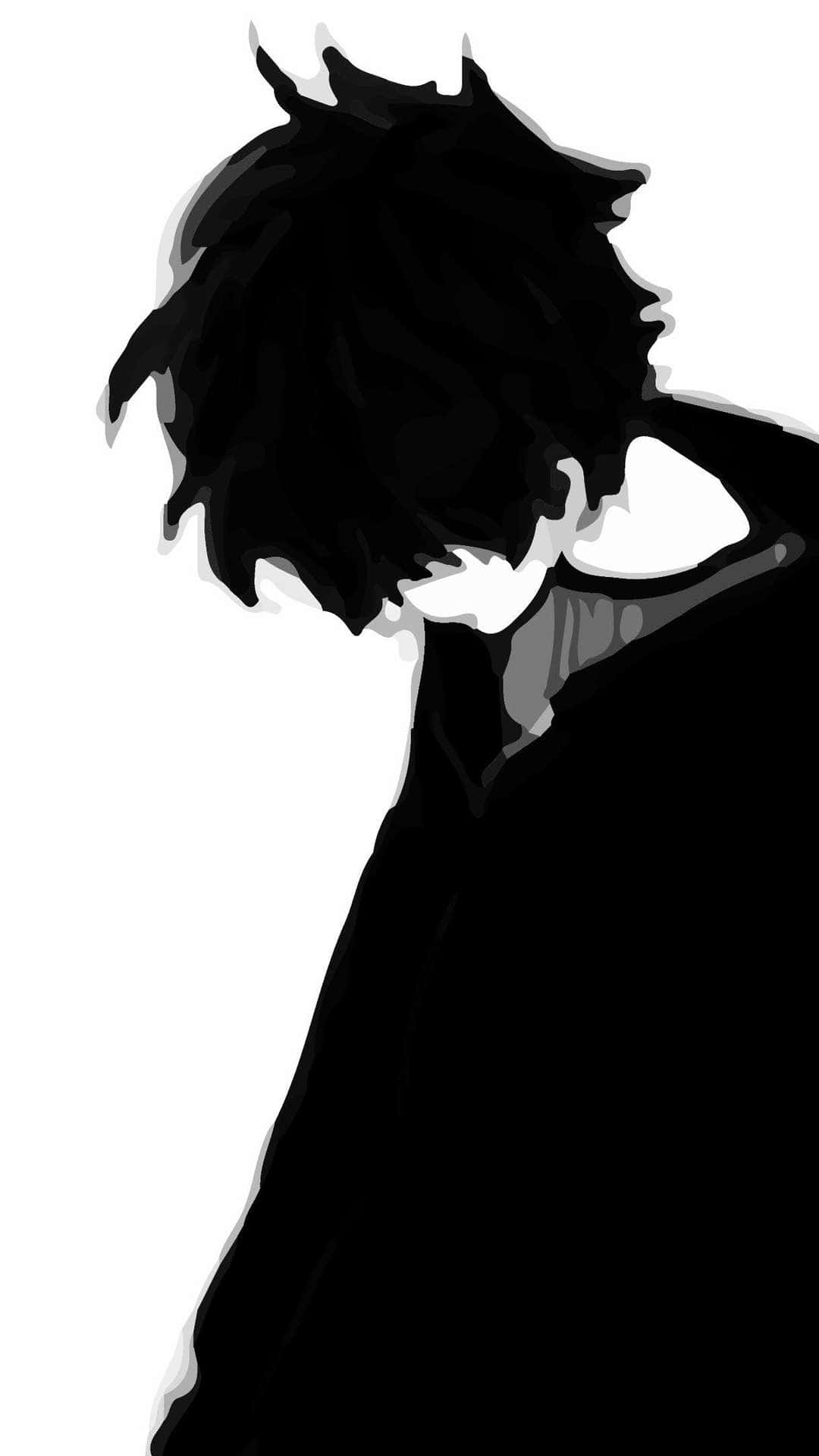 anime girl, spiky hair, silhouette, Full HD Phone Wallpaper