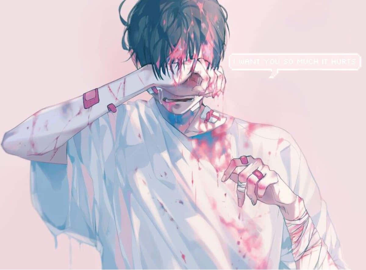 anime boy, dark hair, white shirt, SD Desktop Wallpaper